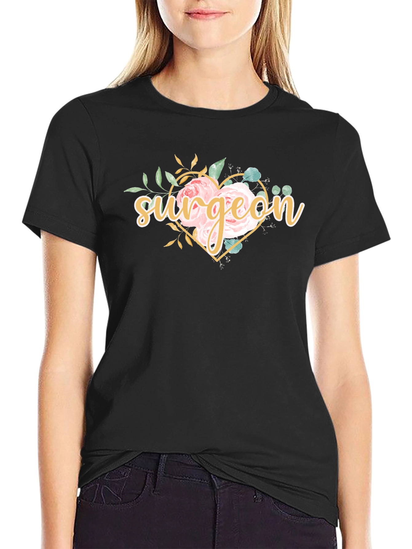 Surgeon Floral Heart T-Shirt - Doctor Gift