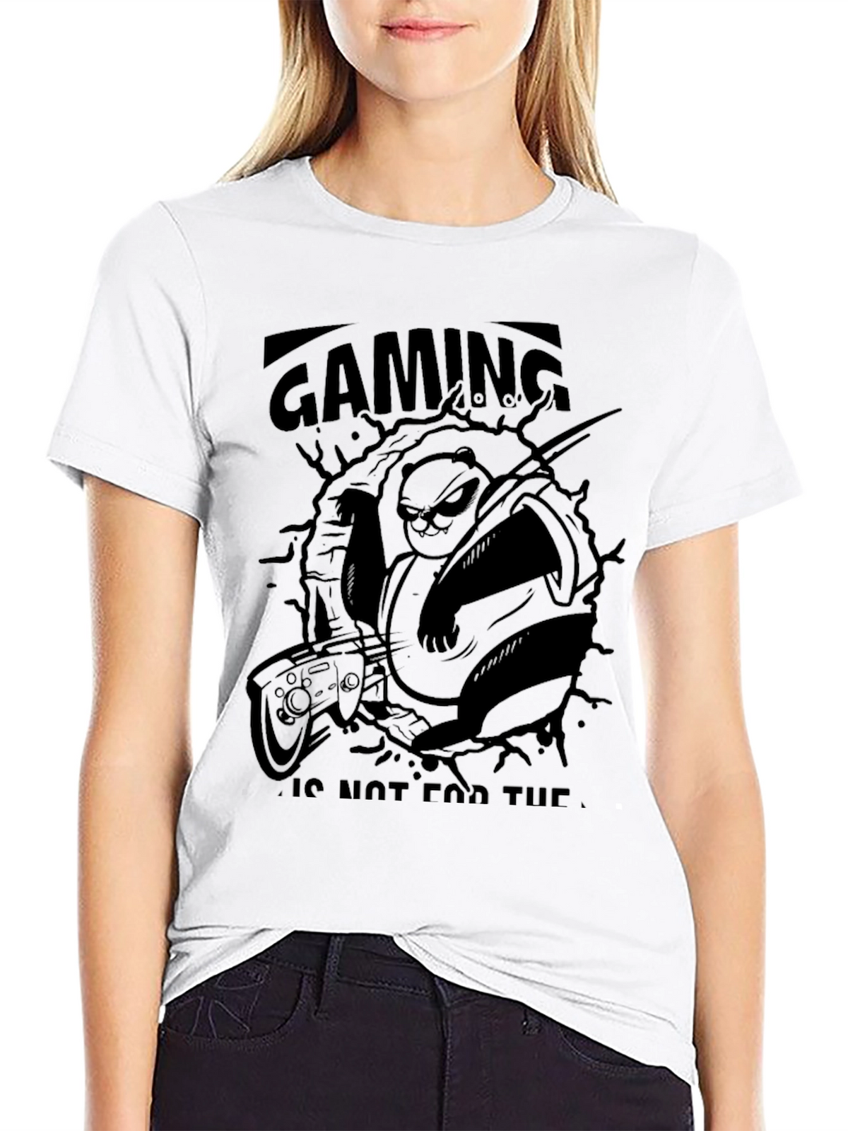 Gaming Panda Black Graphic T-Shirt