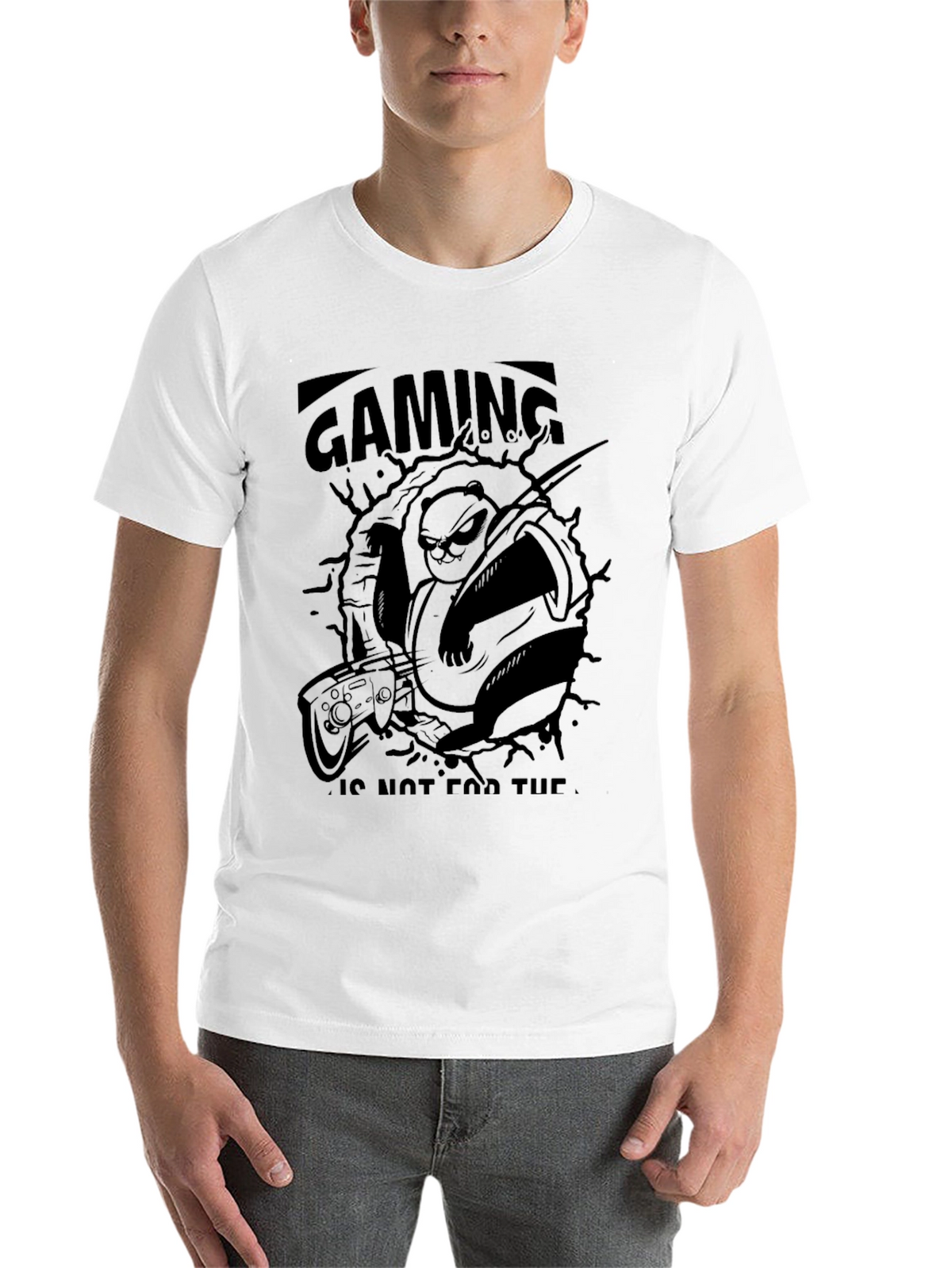 Gaming Panda Black Graphic T-Shirt