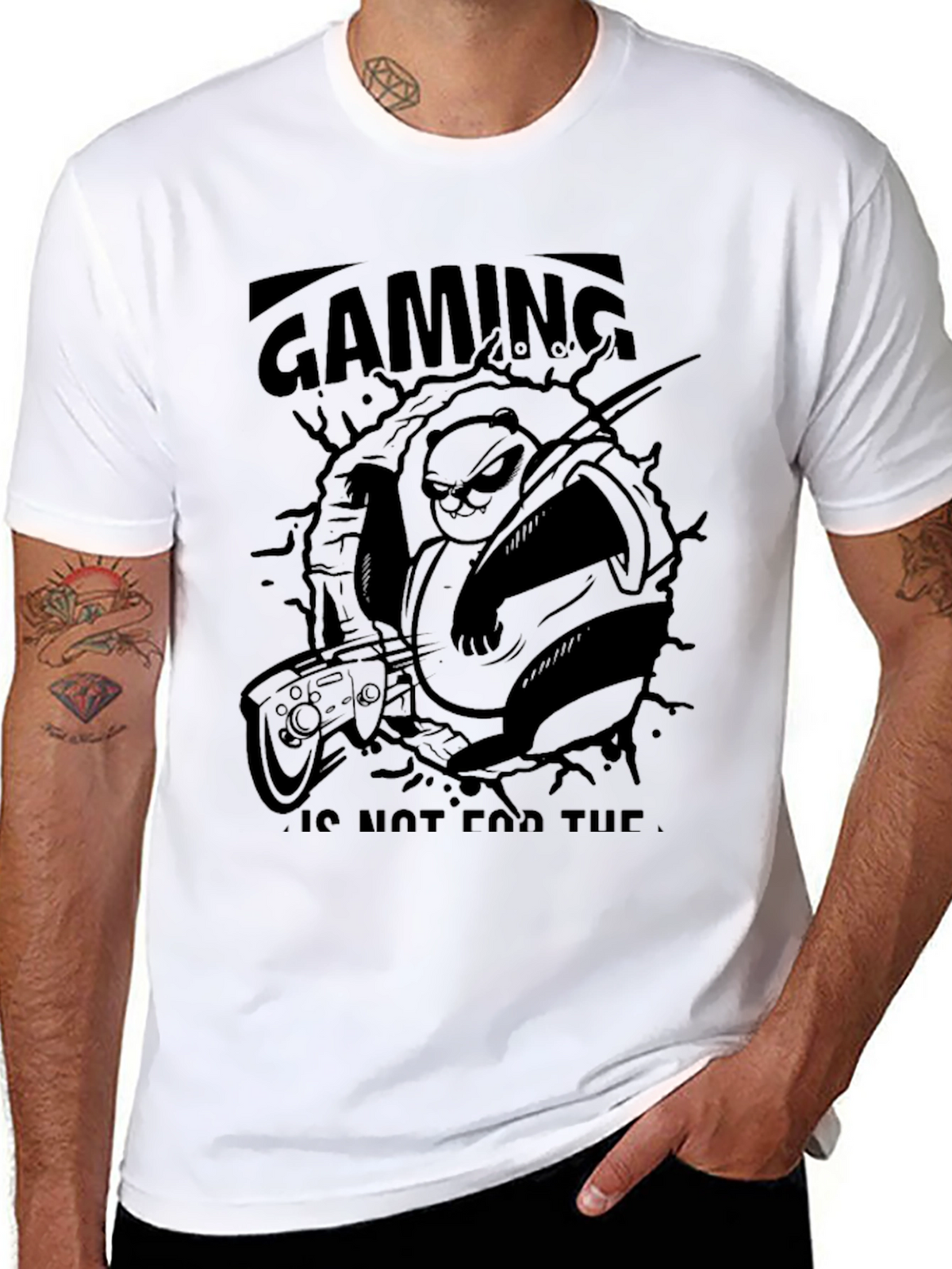 Gaming Panda Black Graphic T-Shirt