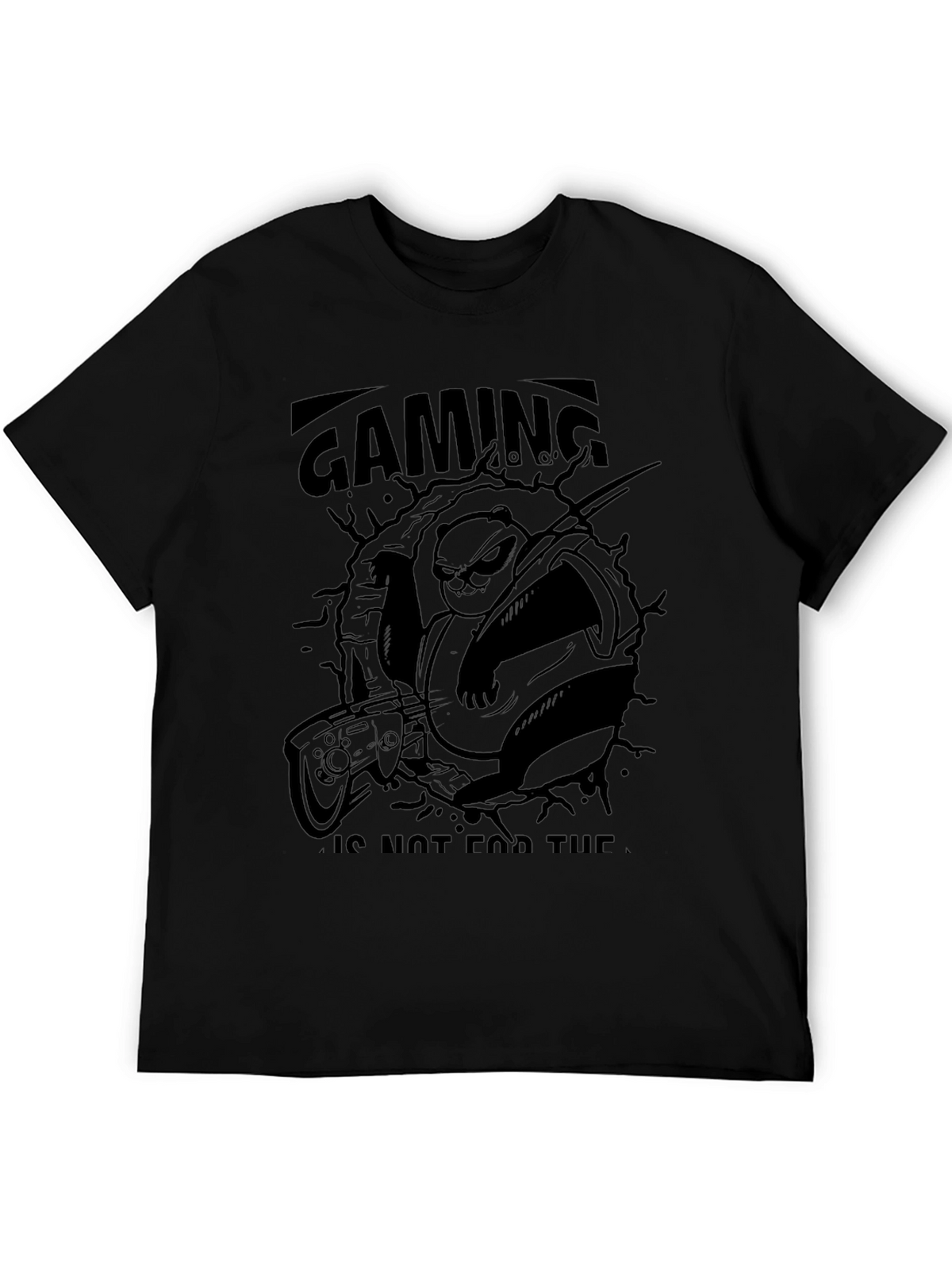 Gaming Panda Black Graphic T-Shirt
