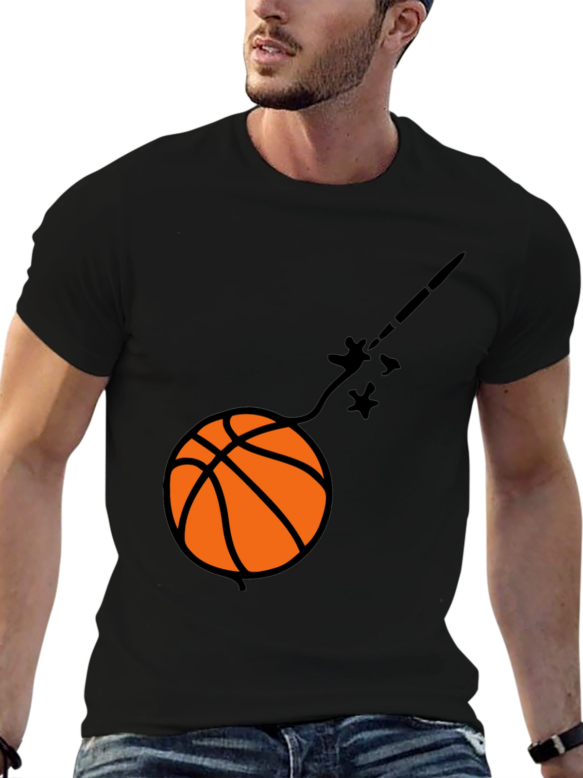 Black Basketball Comet Graphic Tee