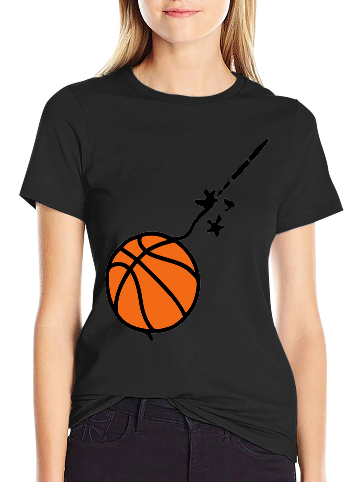 Black Basketball Comet Graphic Tee
