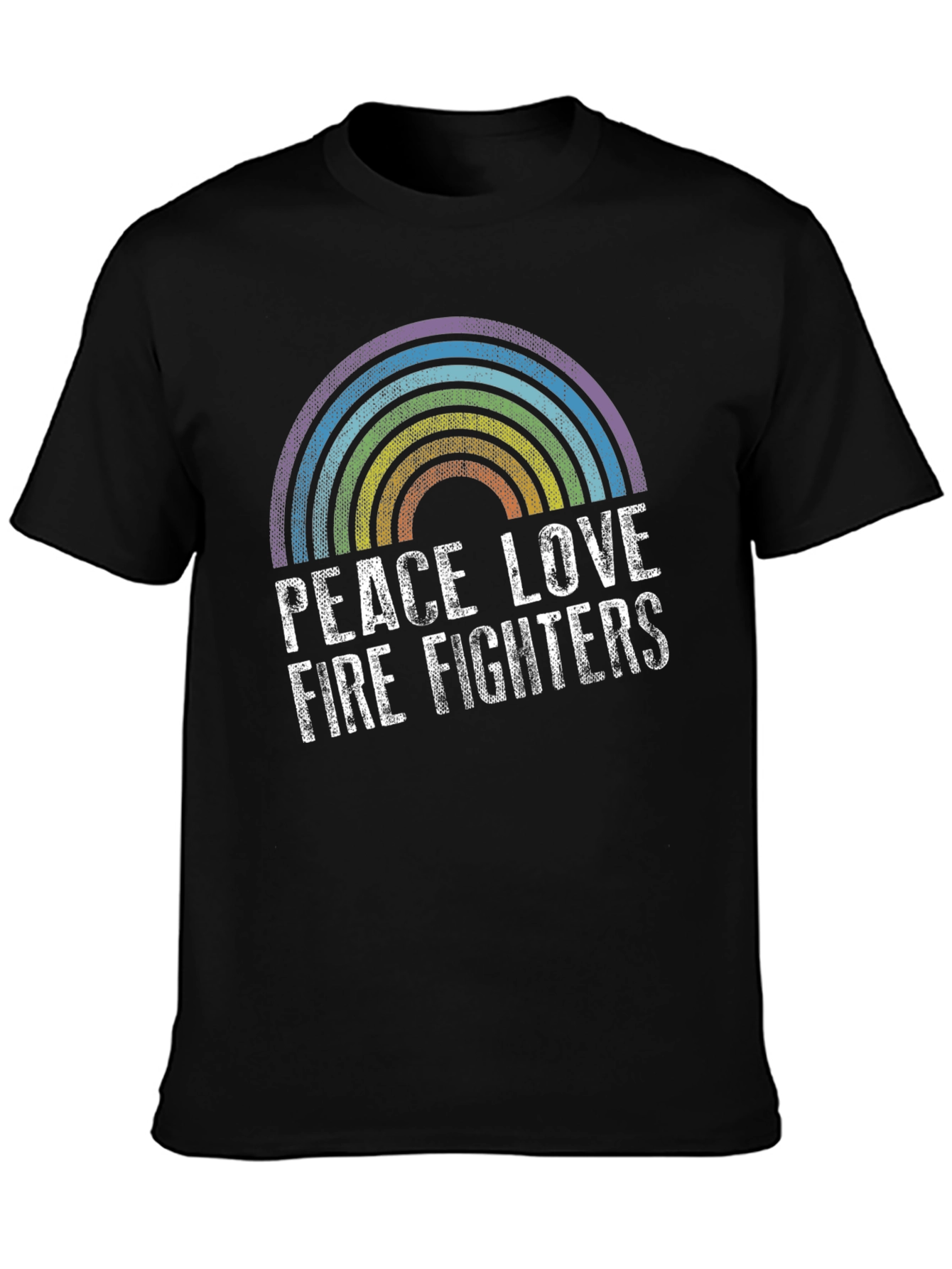 Peace Love Firefighters Rainbow Graphic Tee