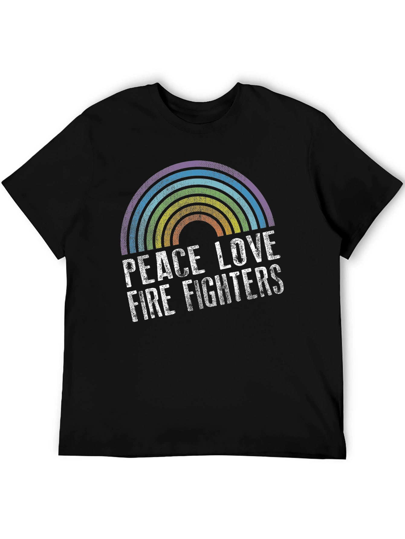 Peace Love Firefighters Rainbow Graphic Tee
