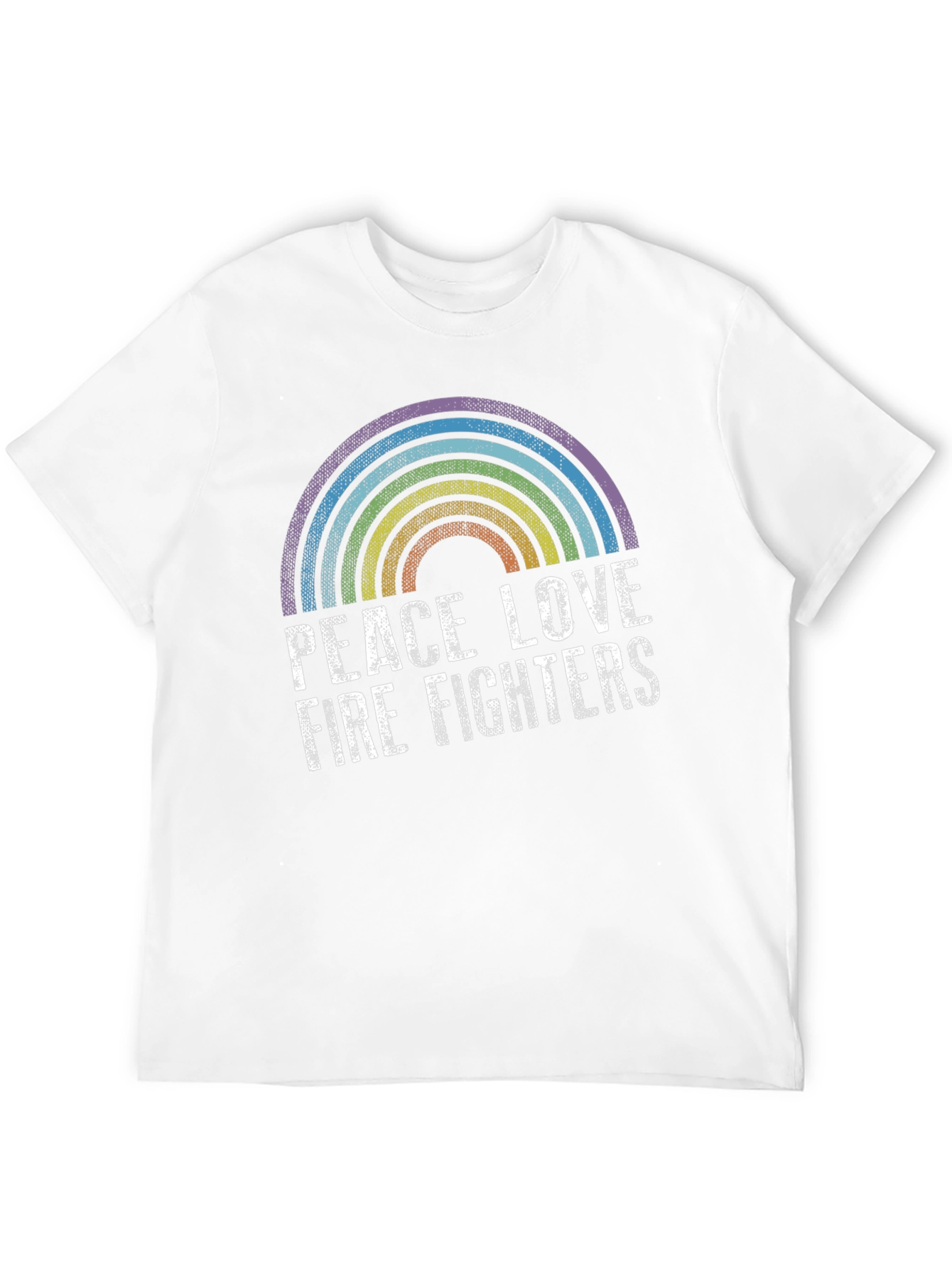 Peace Love Firefighters Rainbow Graphic Tee