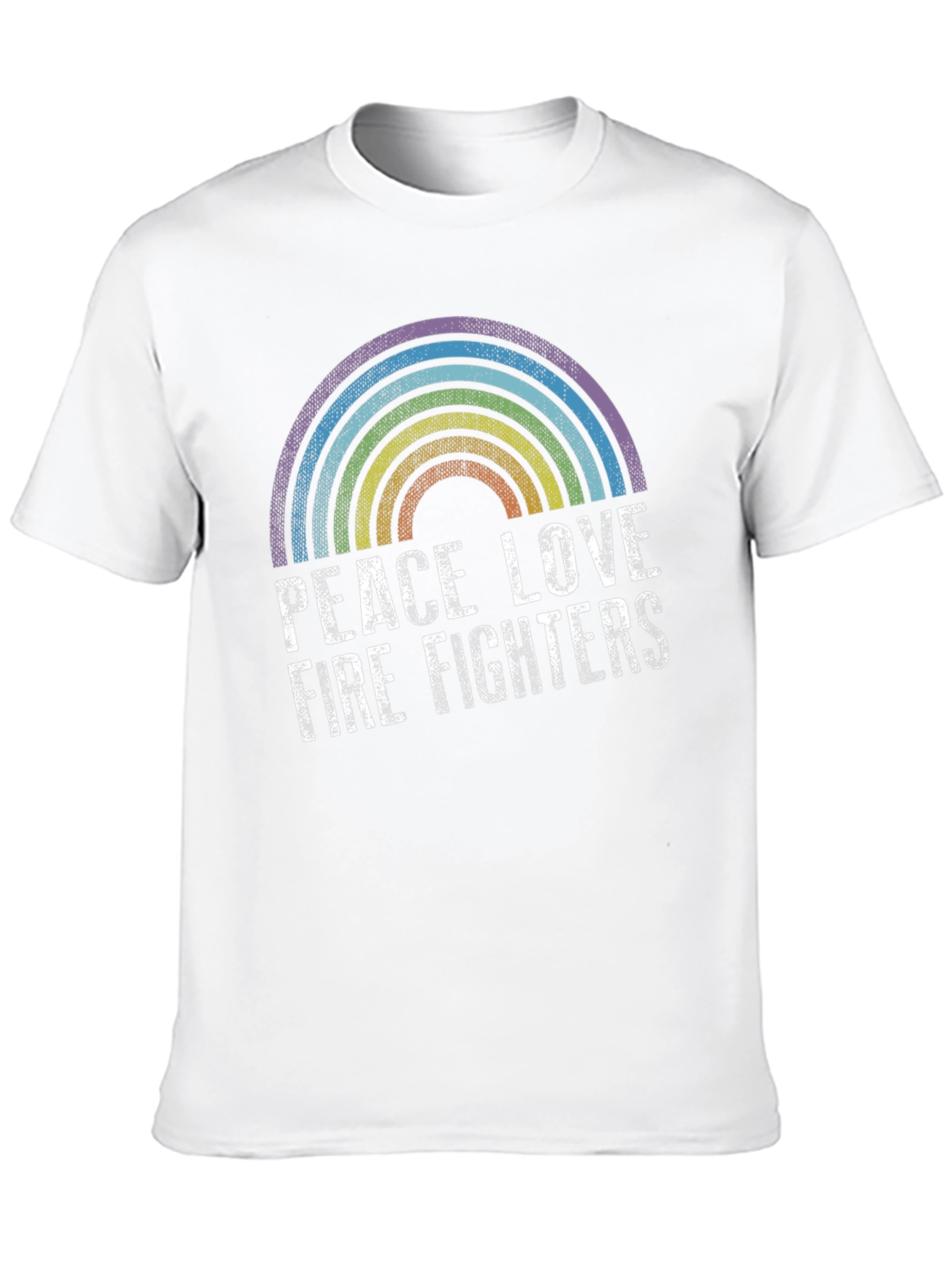 Peace Love Firefighters Rainbow Graphic Tee