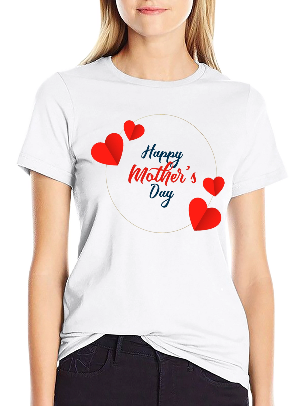 Happy Mothers Day Heart T-Shirt - Black