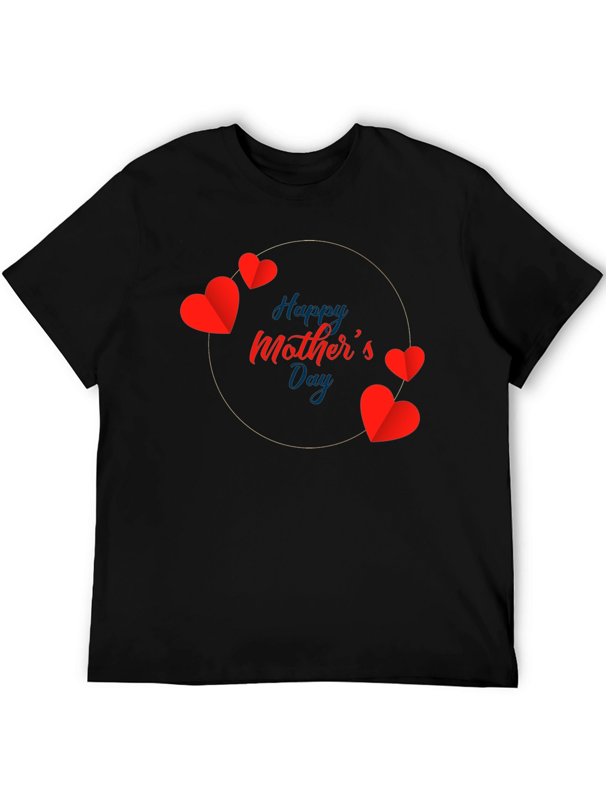 Happy Mothers Day Heart T-Shirt - Black