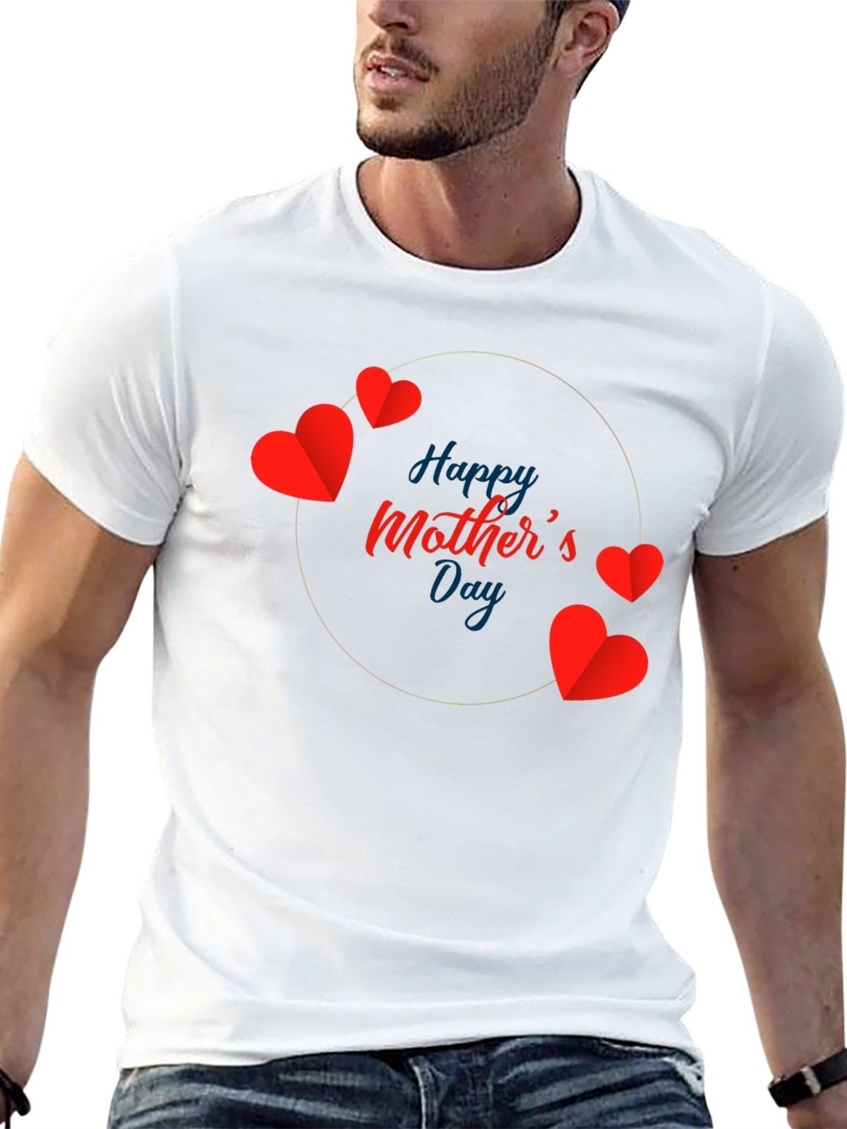 Happy Mothers Day Heart T-Shirt - Black