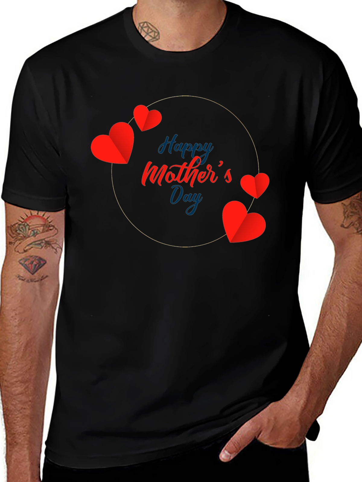 Happy Mothers Day Heart T-Shirt - Black