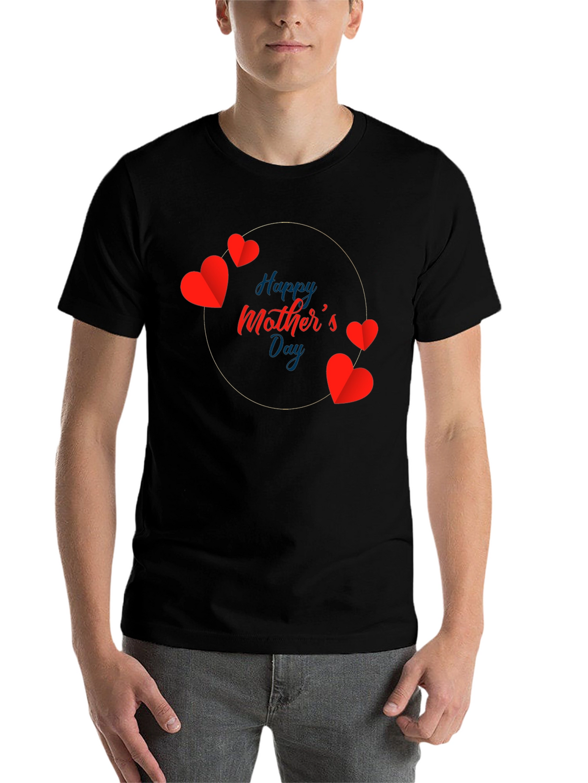Happy Mothers Day Heart T-Shirt - Black
