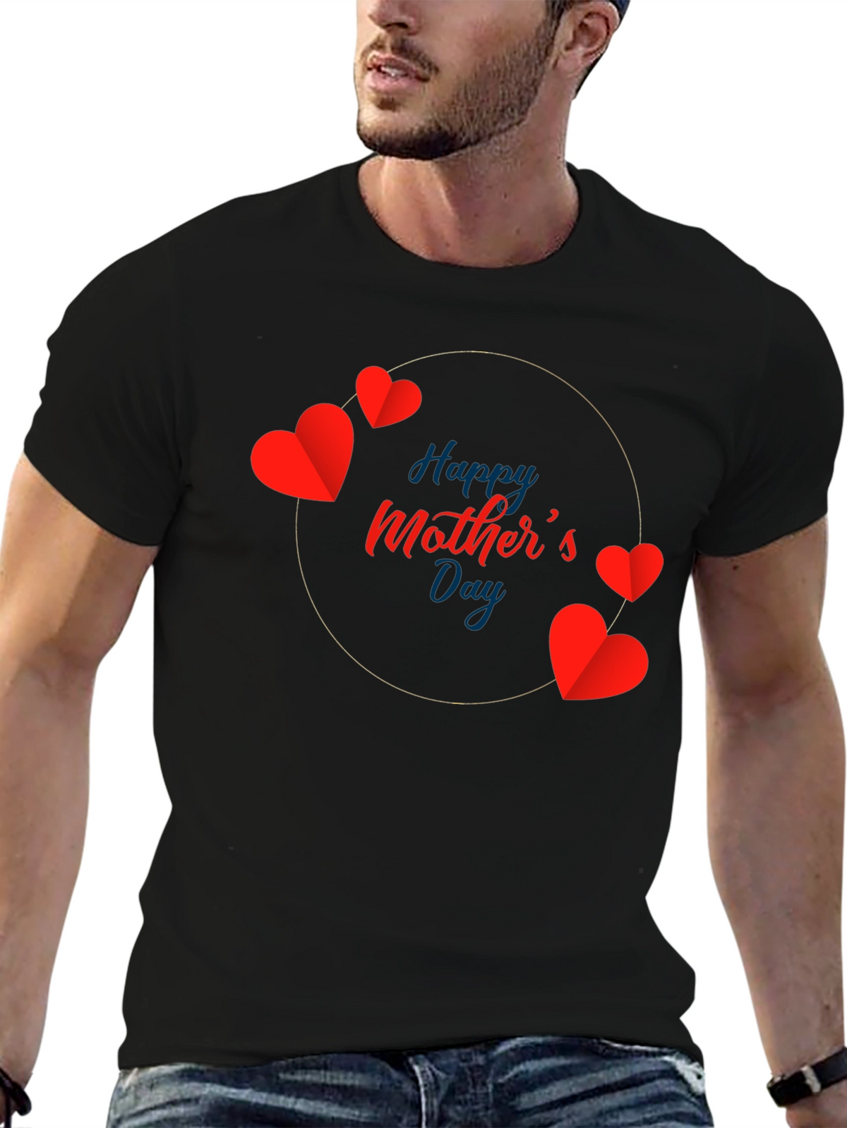Happy Mothers Day Heart T-Shirt - Black