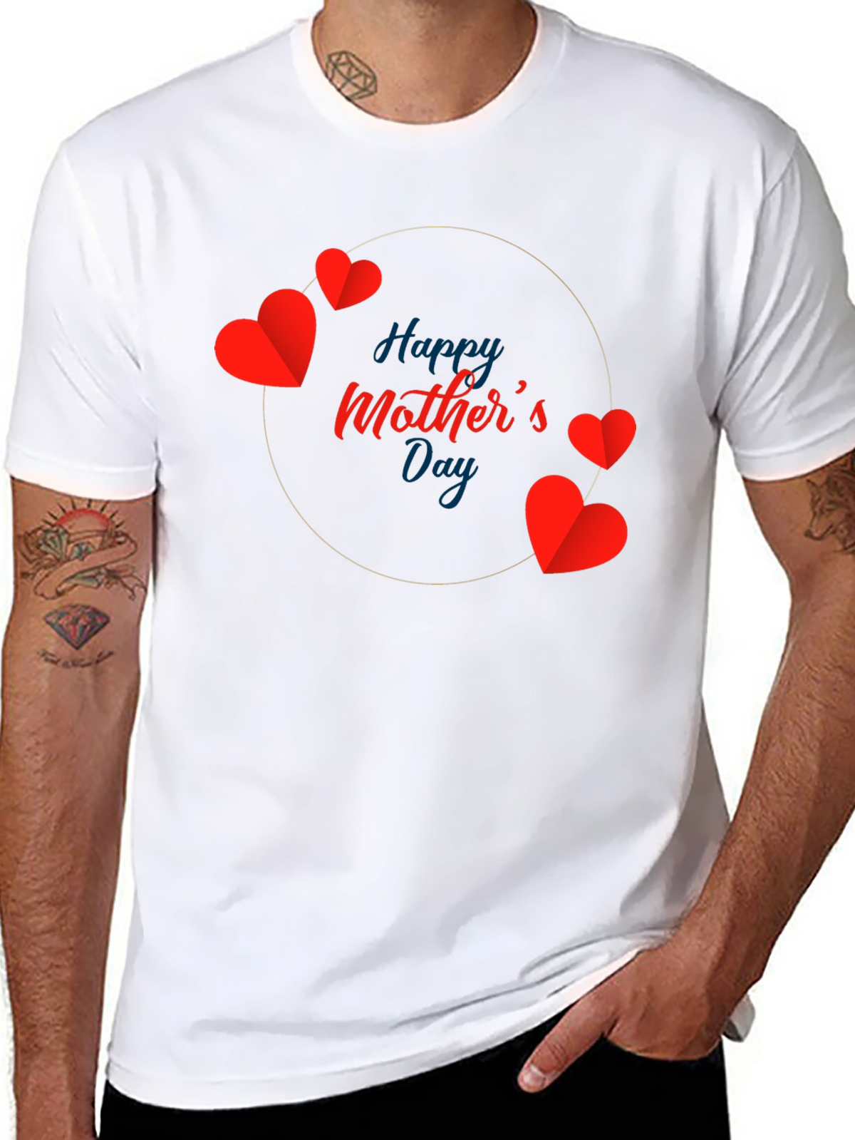 Happy Mothers Day Heart T-Shirt - Black
