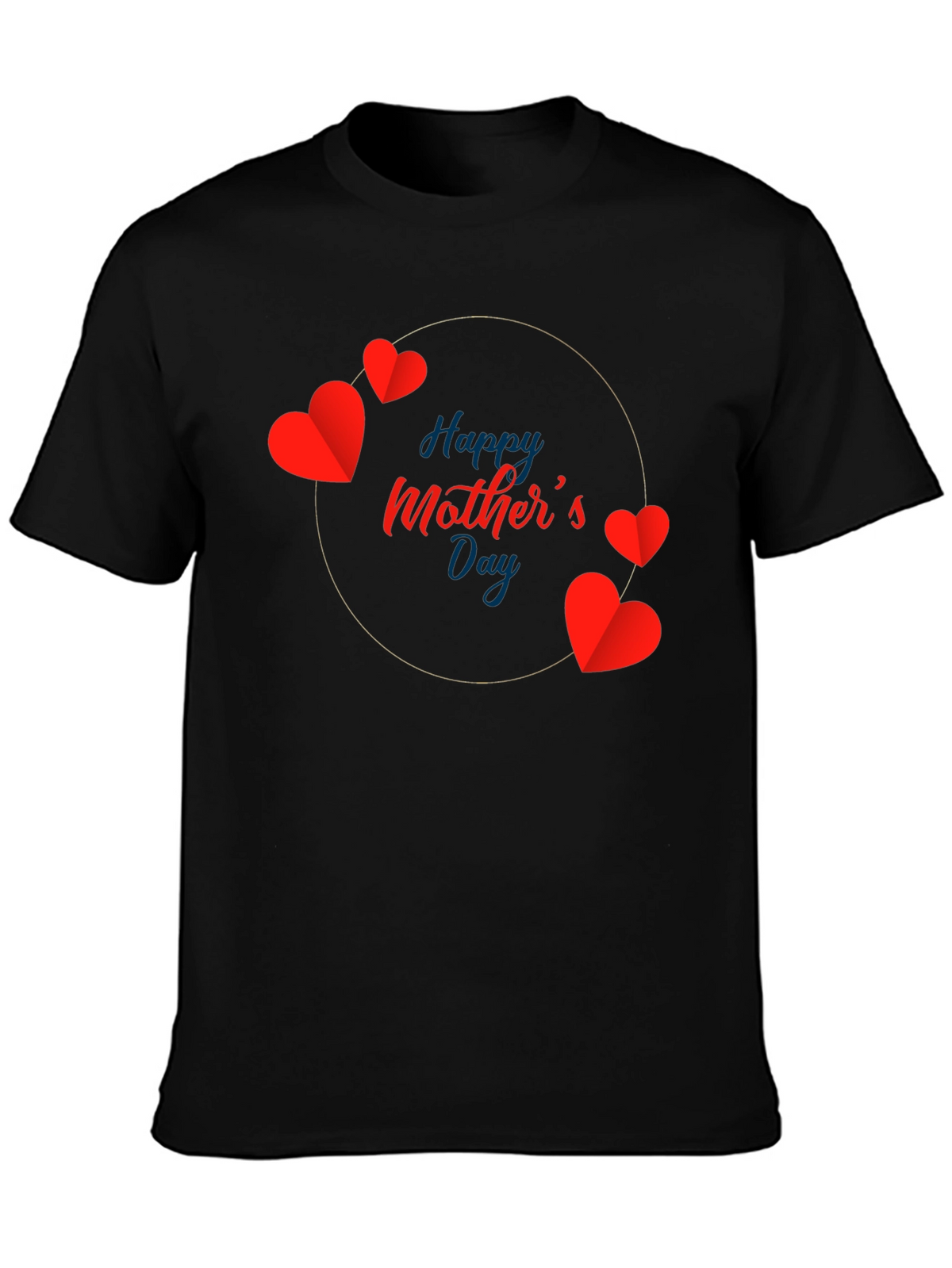 Happy Mothers Day Heart T-Shirt - Black