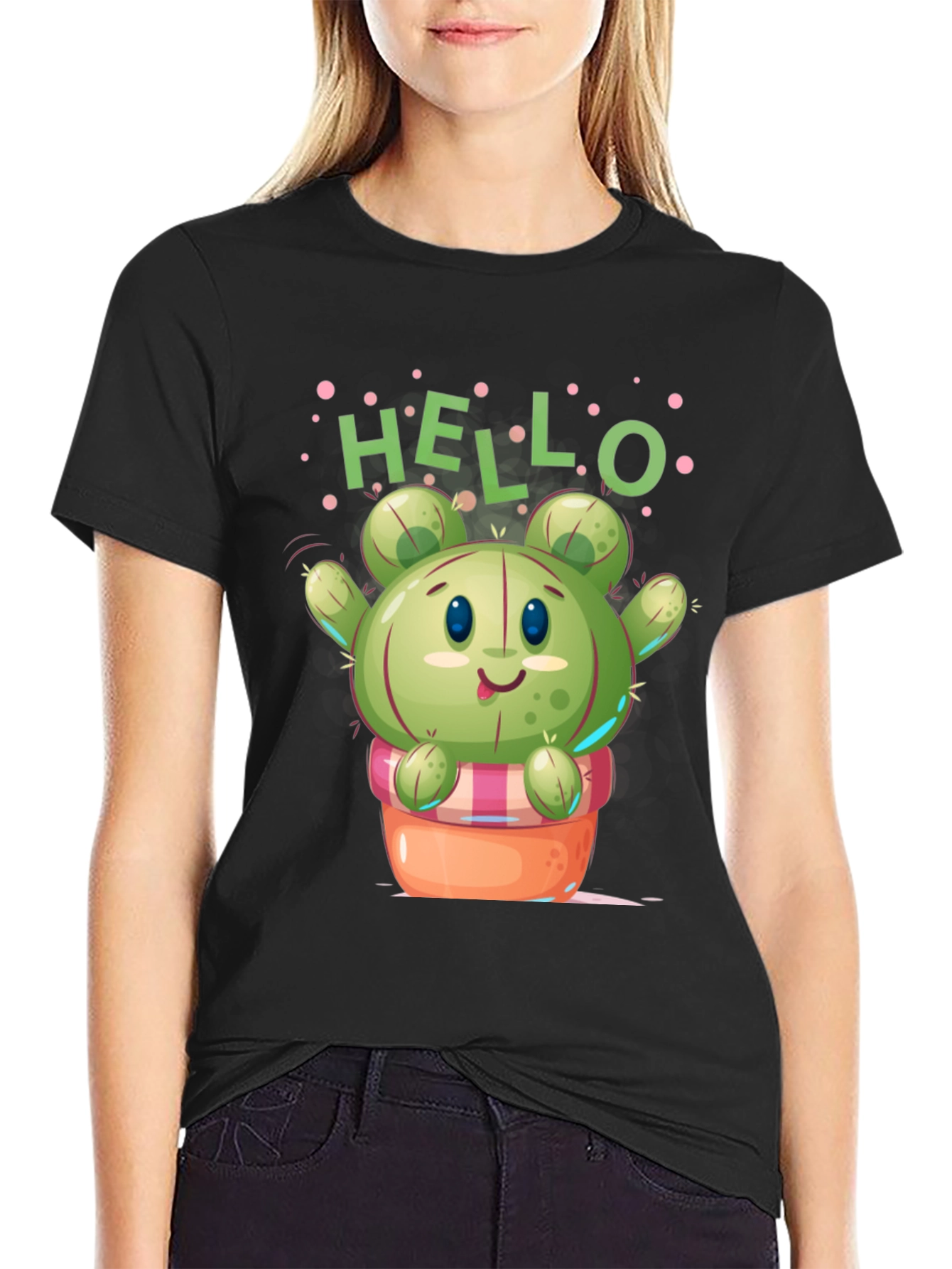 Cute Cactus T-Shirt - Hello Design
