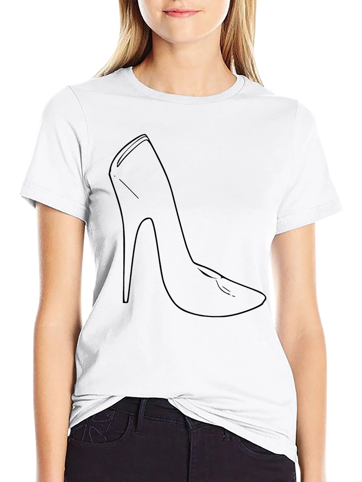 High Heel Outline Black T-Shirt