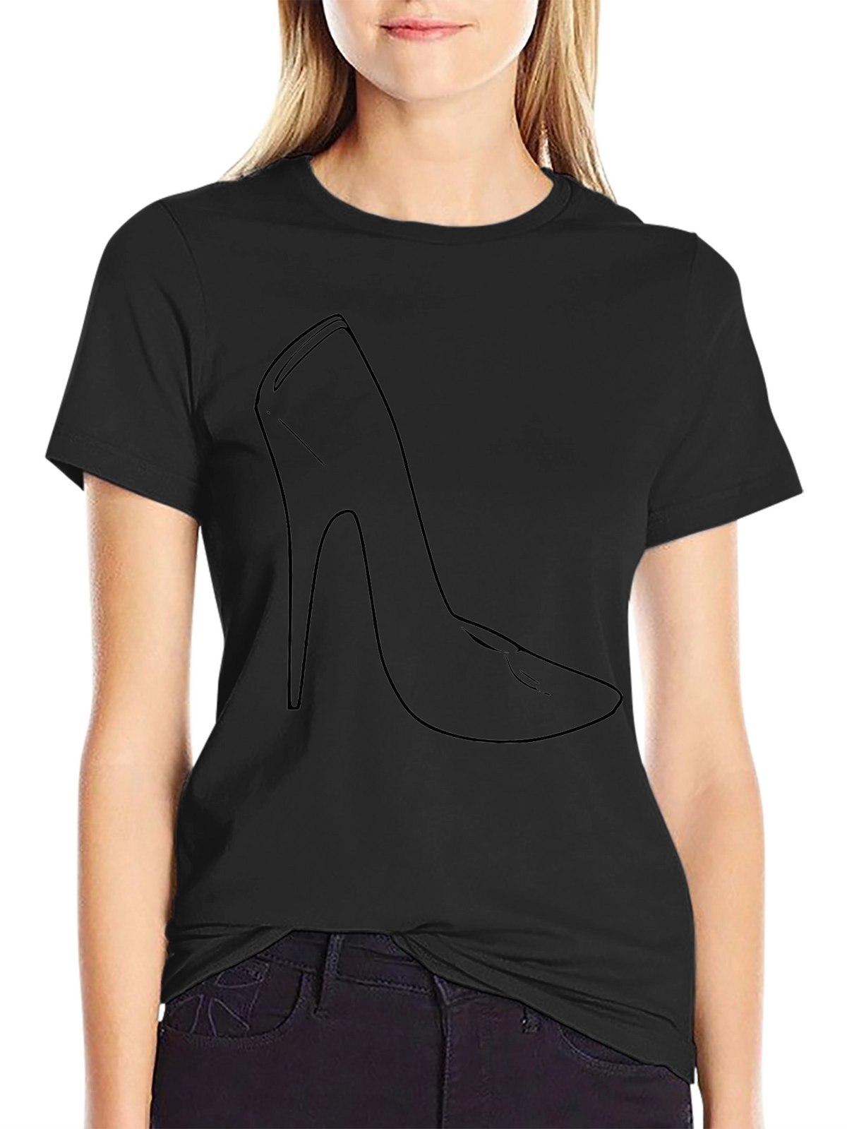 High Heel Outline Black T-Shirt