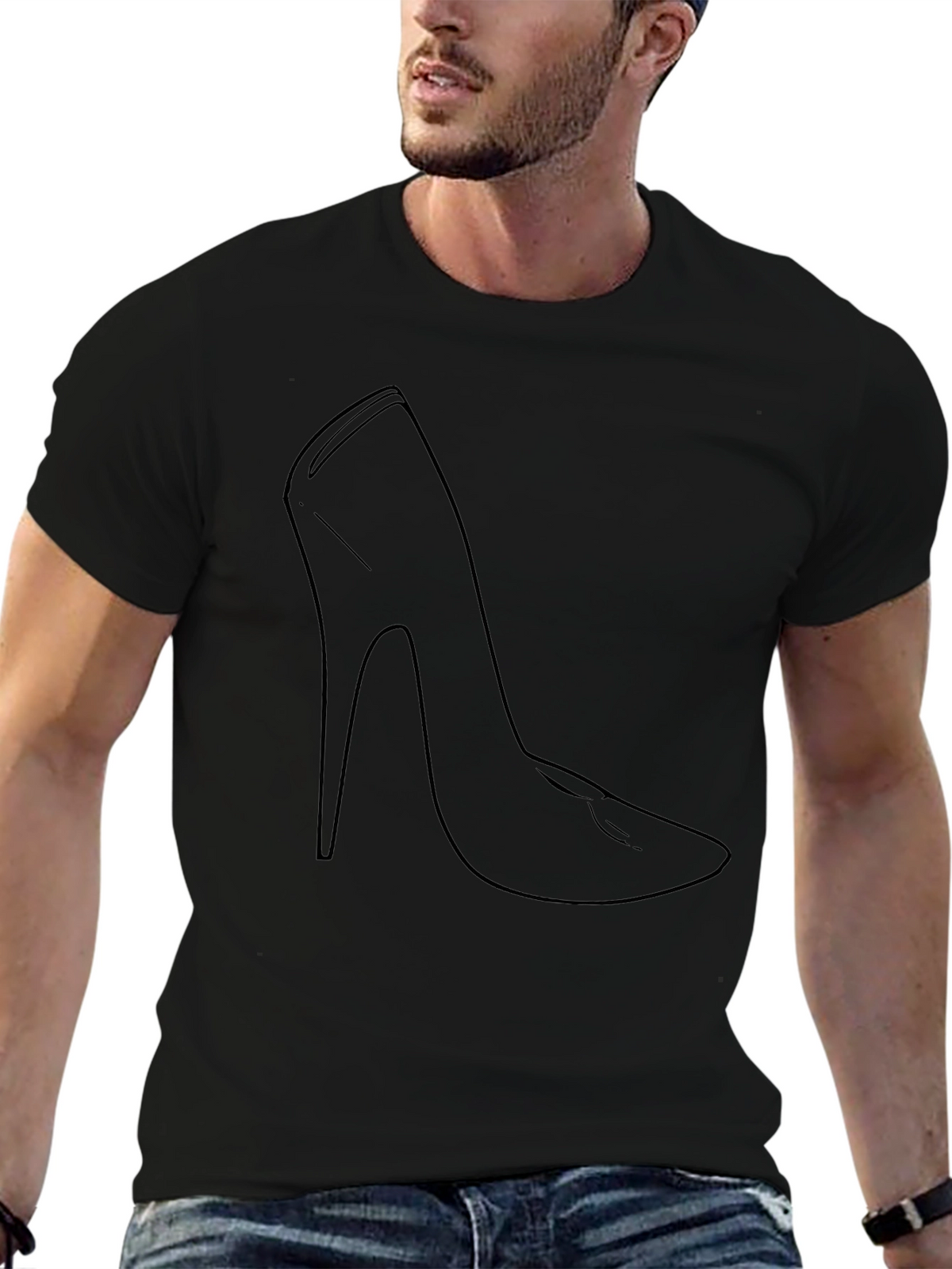 High Heel Outline Black T-Shirt