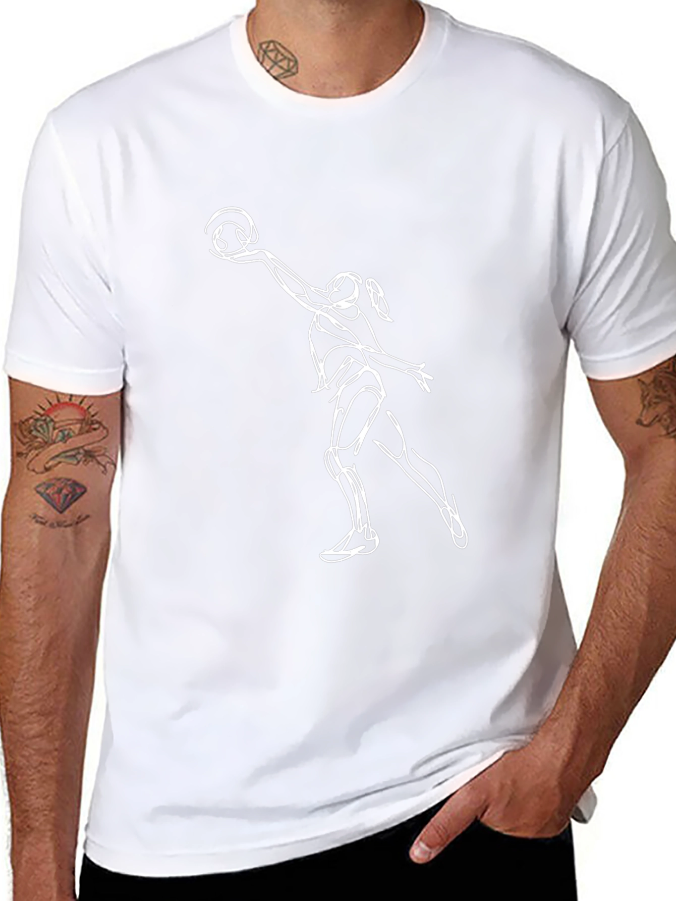 Volleyball Player Graphic Tee - Black Cotton T-Shirt