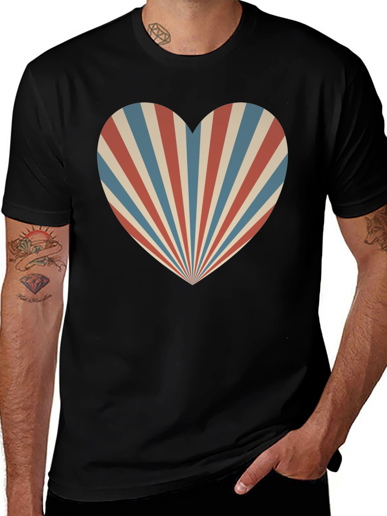Retro Heart Ray Graphic Tee - Stylish Comfort