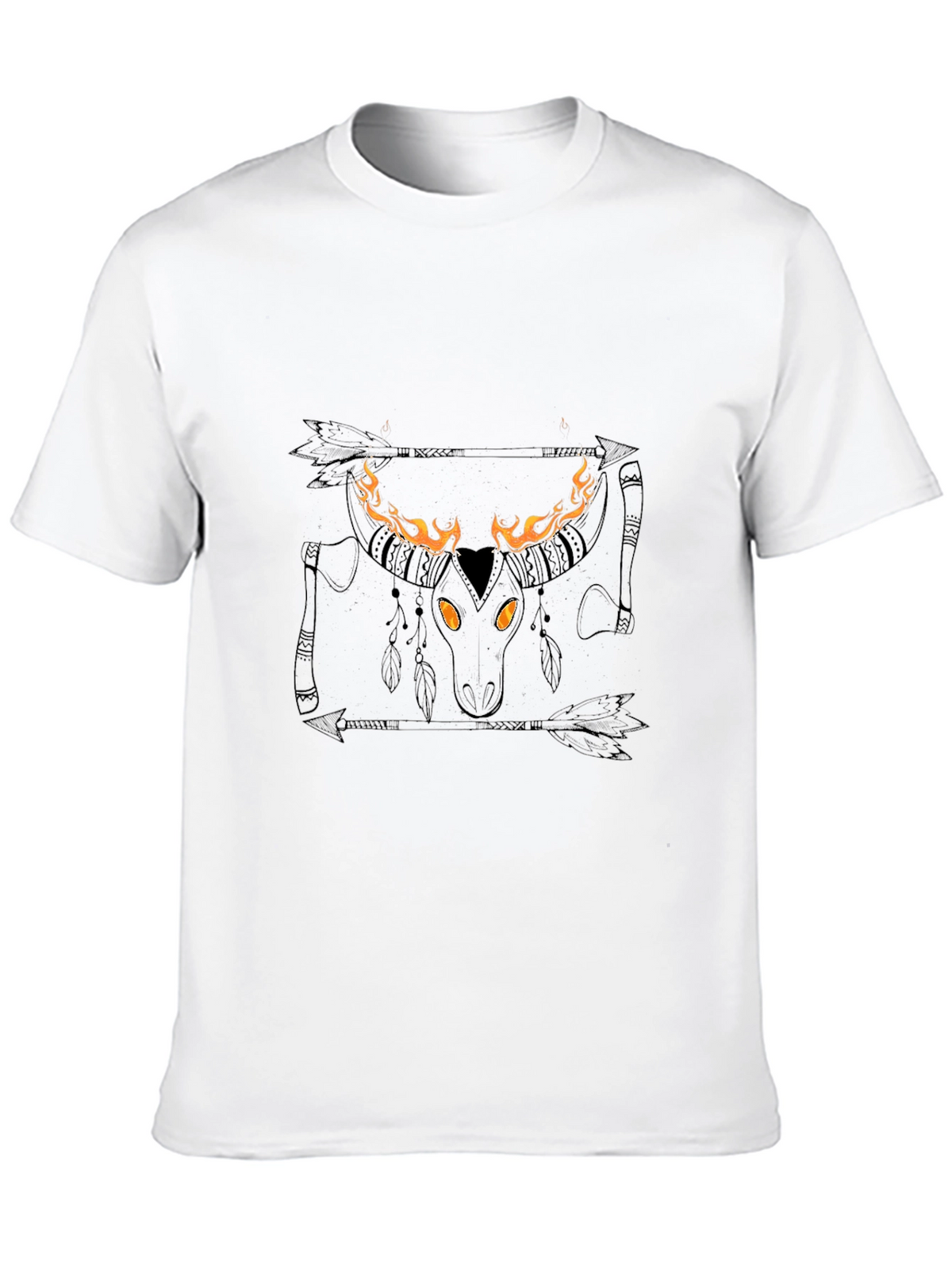 Flaming Bull Skull Graphic Tee