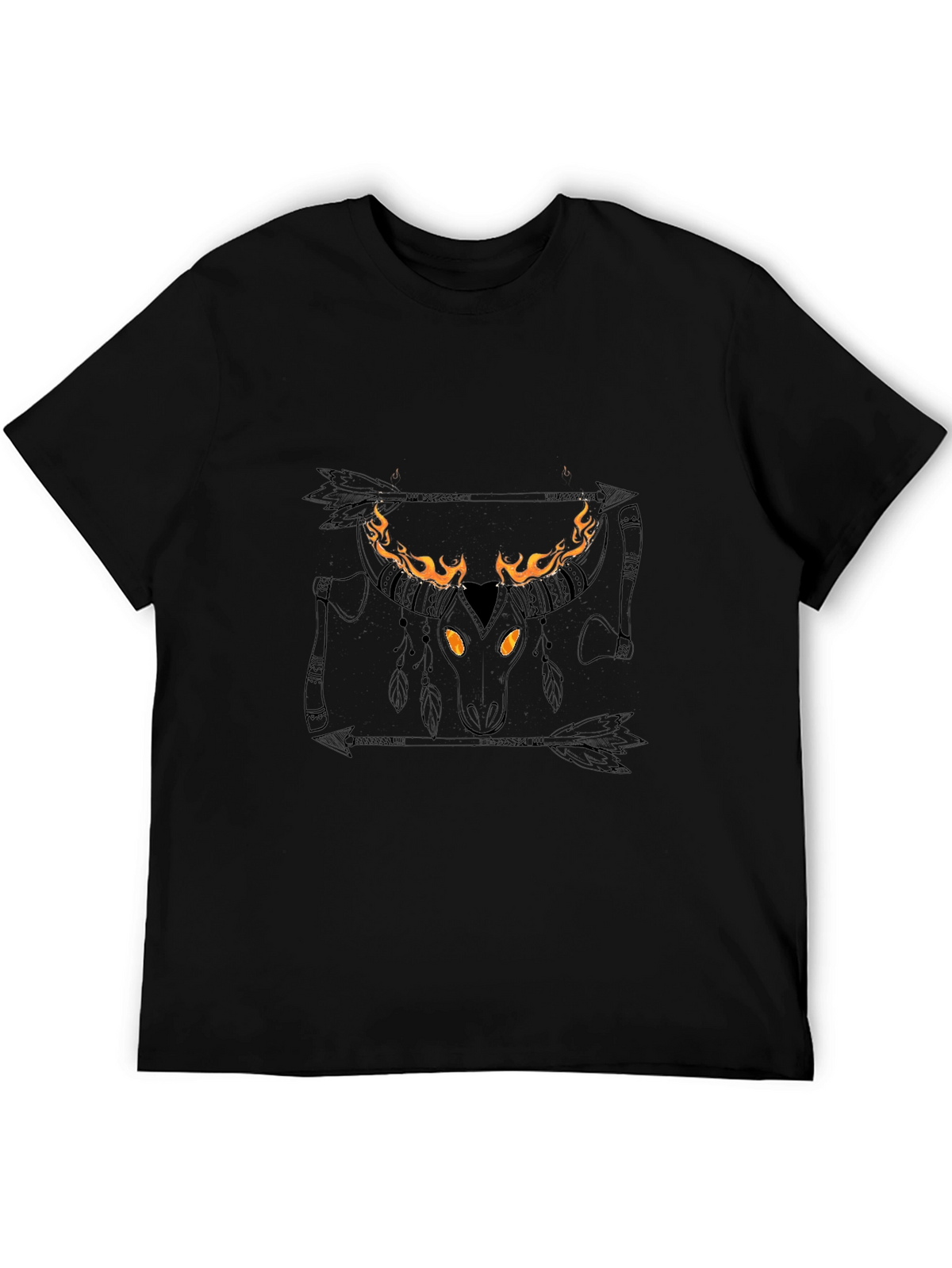 Flaming Bull Skull Graphic Tee