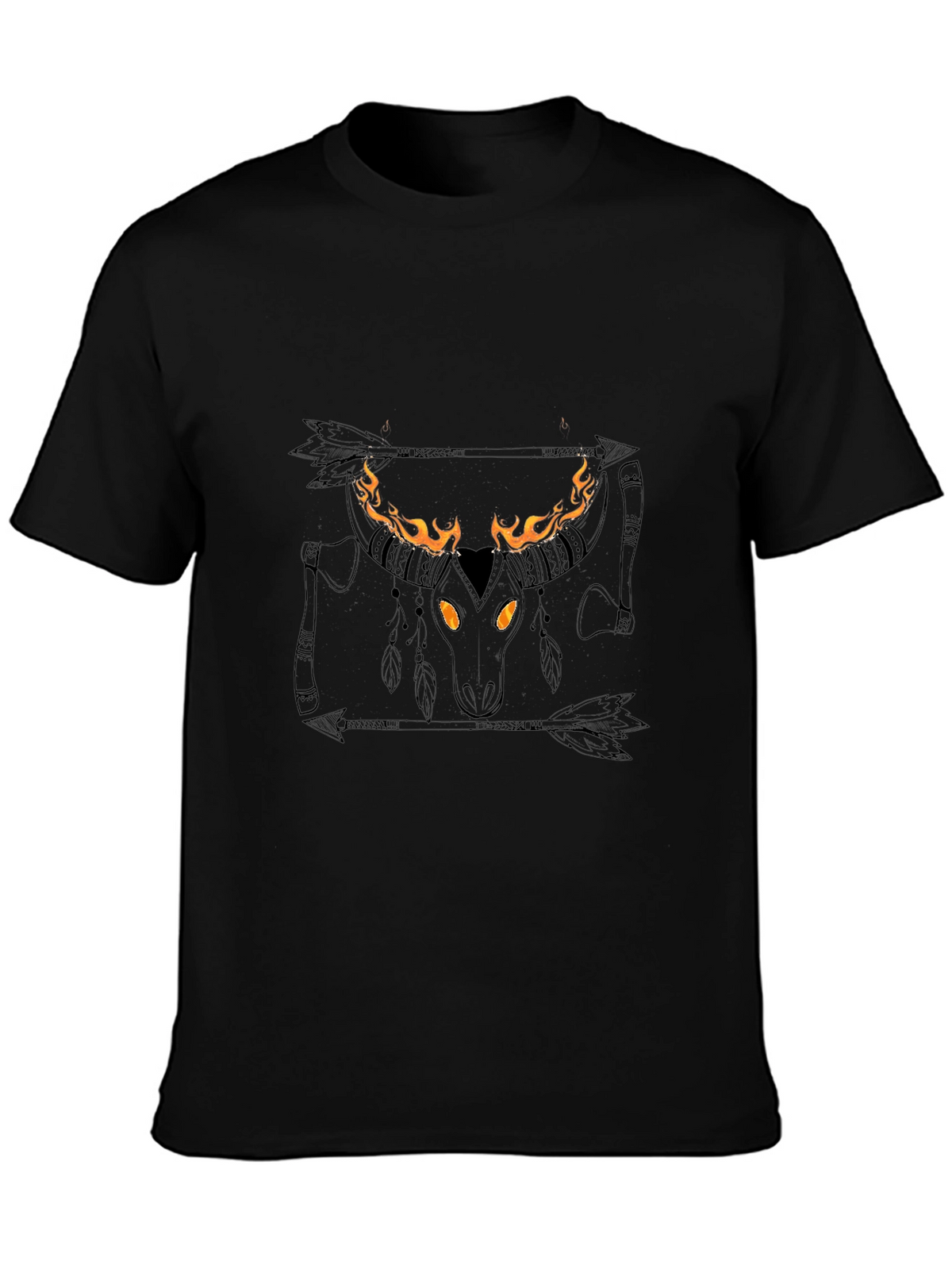 Flaming Bull Skull Graphic Tee