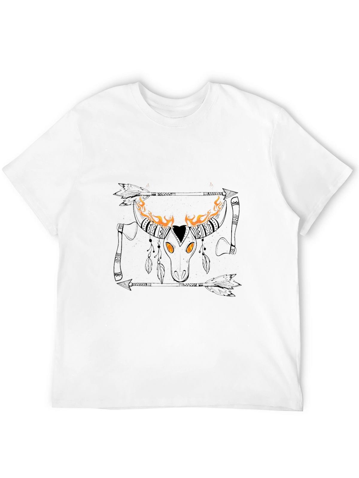 Flaming Bull Skull Graphic Tee