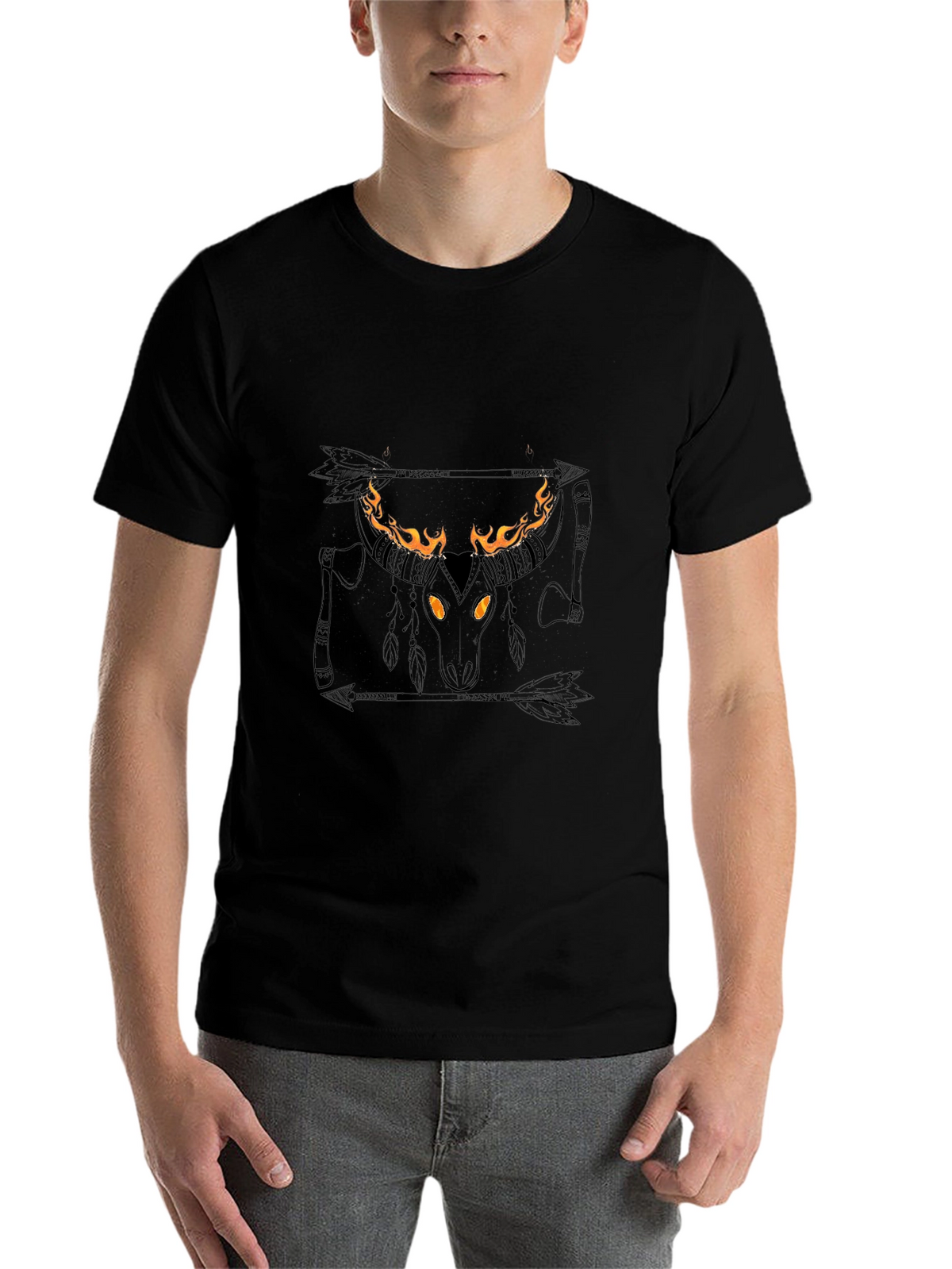 Flaming Bull Skull Graphic Tee