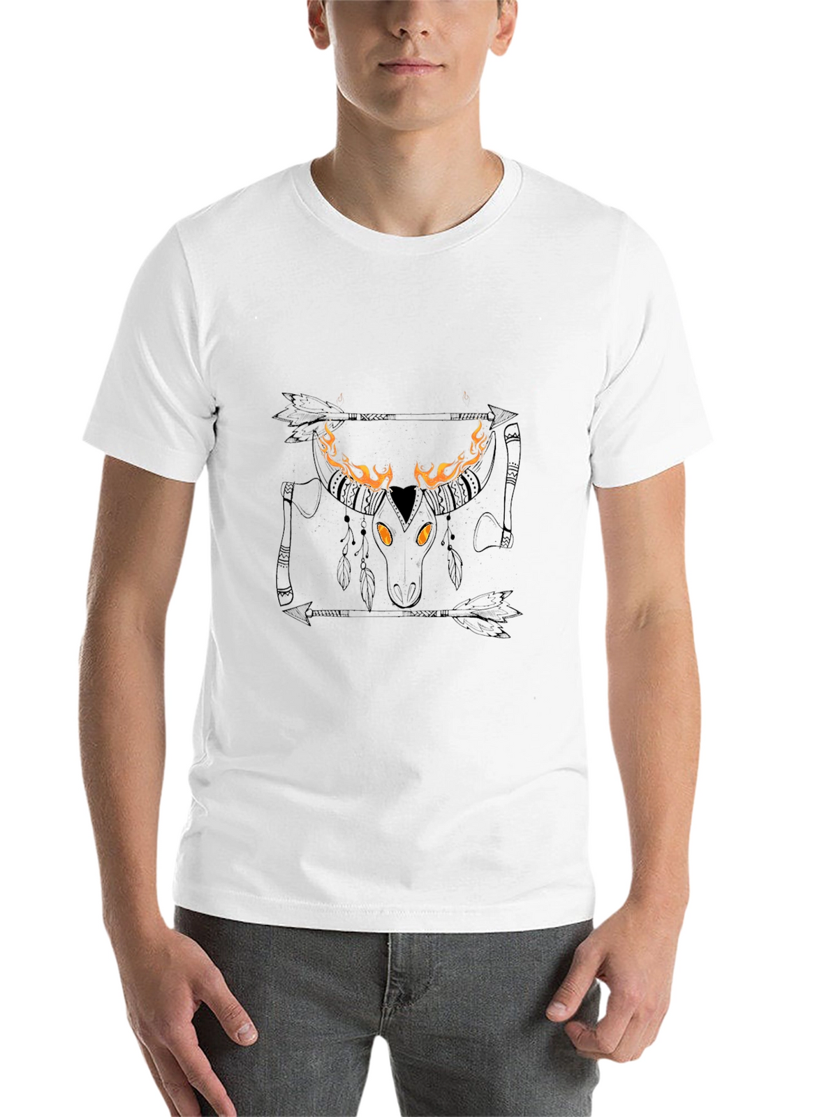 Flaming Bull Skull Graphic Tee