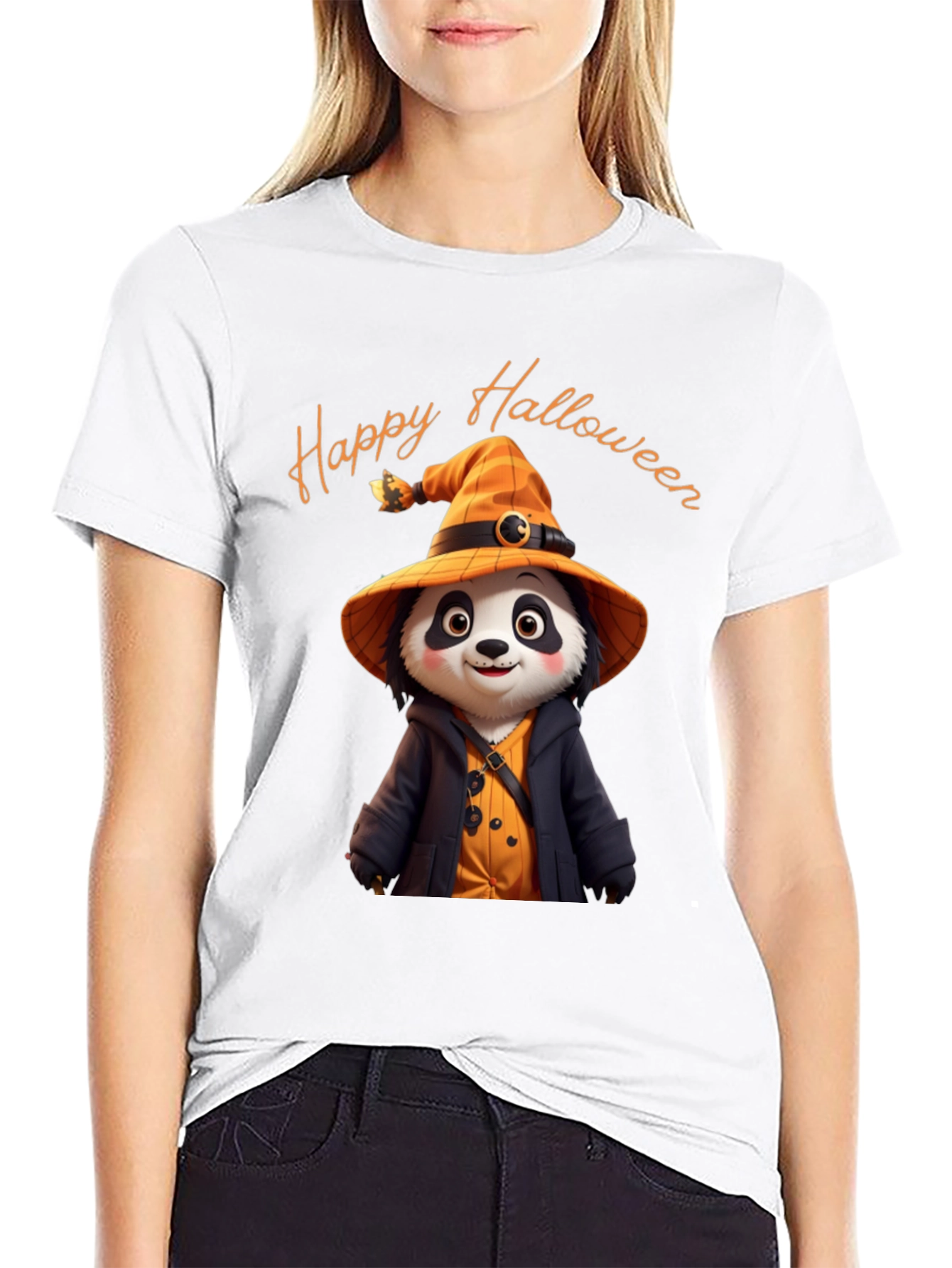Happy Halloween Panda Witch T-Shirt