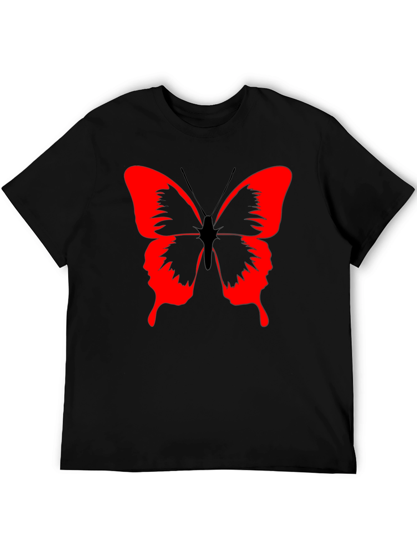 Butterfly Graphic Black T-Shirt - Bold Red Design