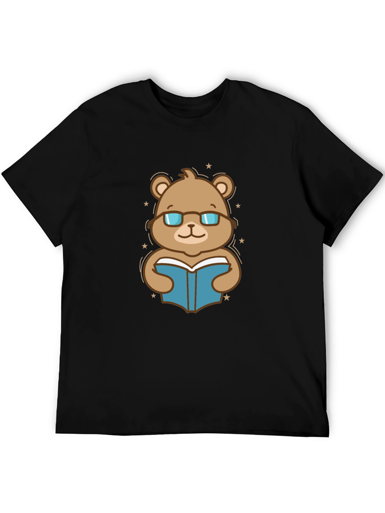 Bookish Bear Graphic Tee - Black Cotton