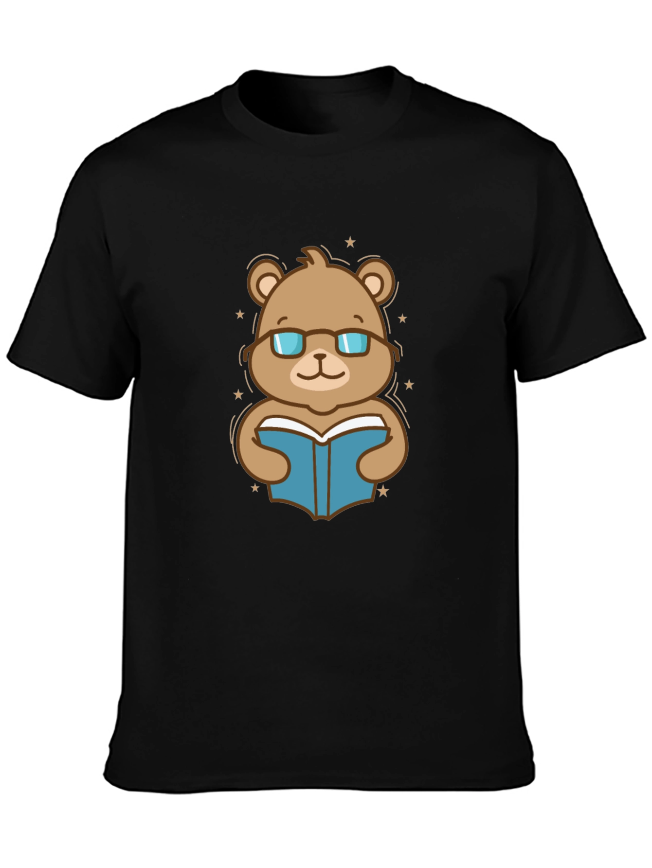 Bookish Bear Graphic Tee - Black Cotton