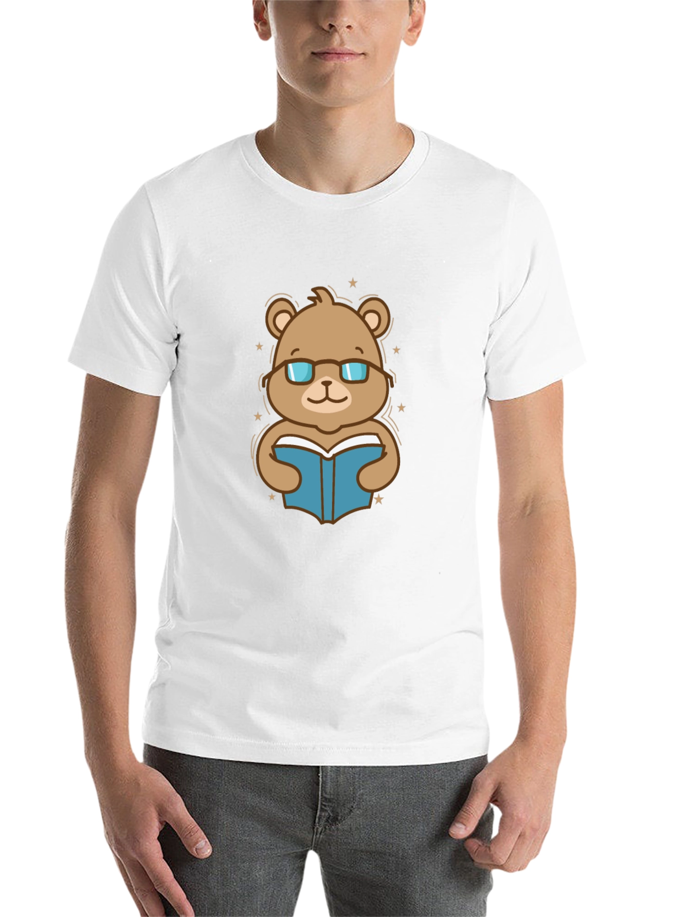 Bookish Bear Graphic Tee - Black Cotton