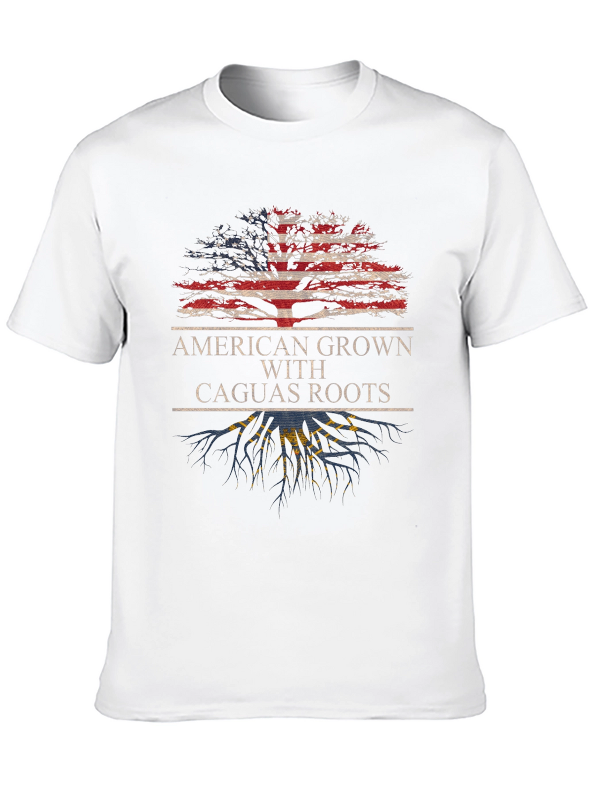 American Grown with Caguas Roots Black T-Shirt
