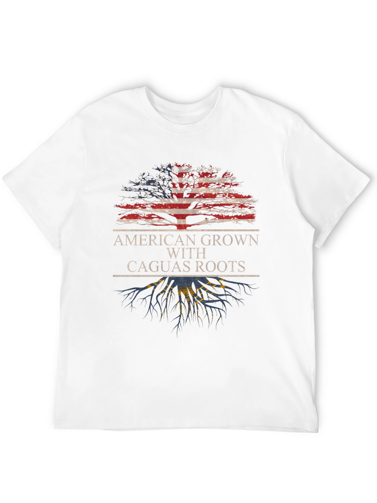 American Grown with Caguas Roots Black T-Shirt