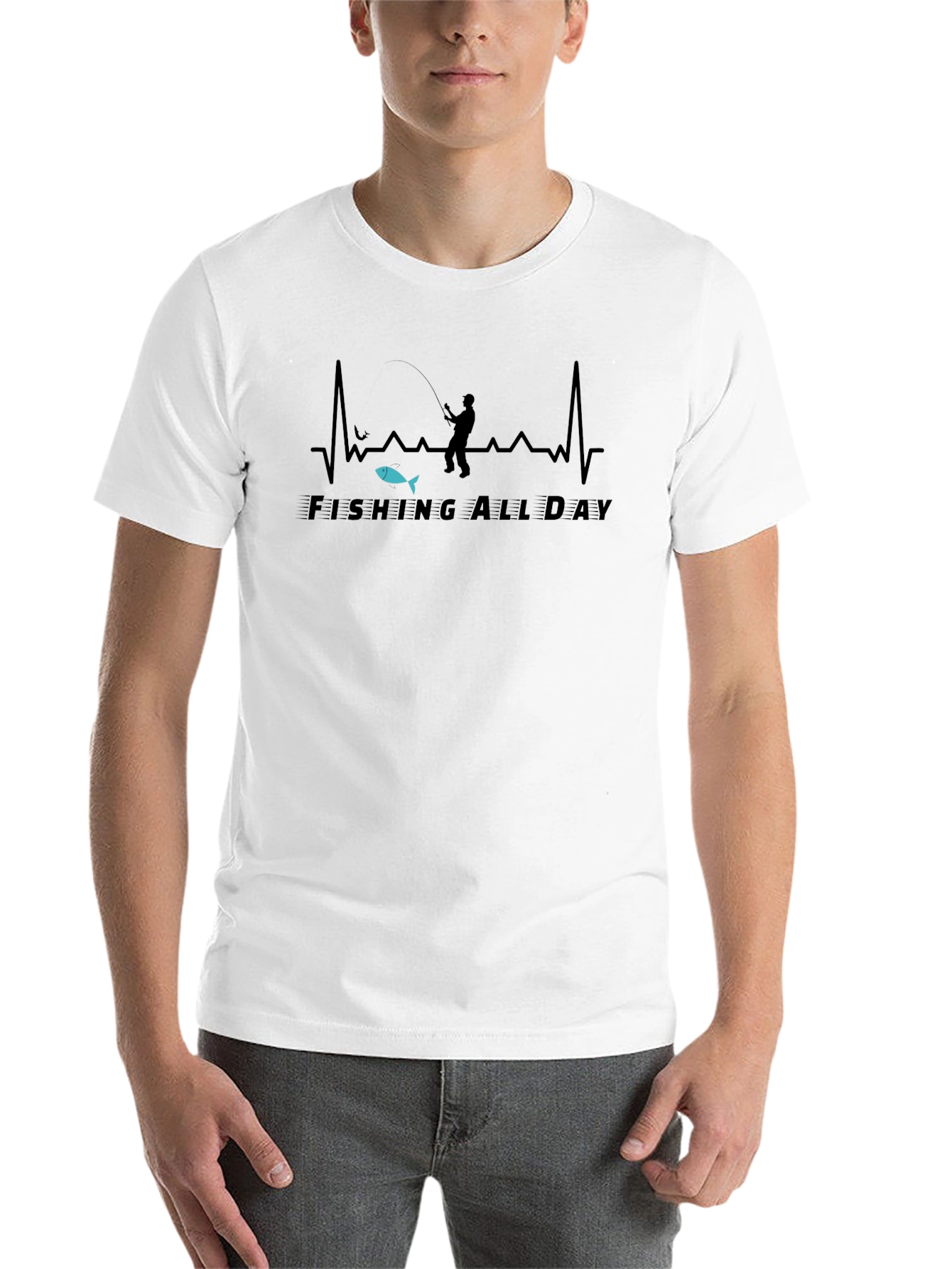 Fishing All Day Black Graphic Tee