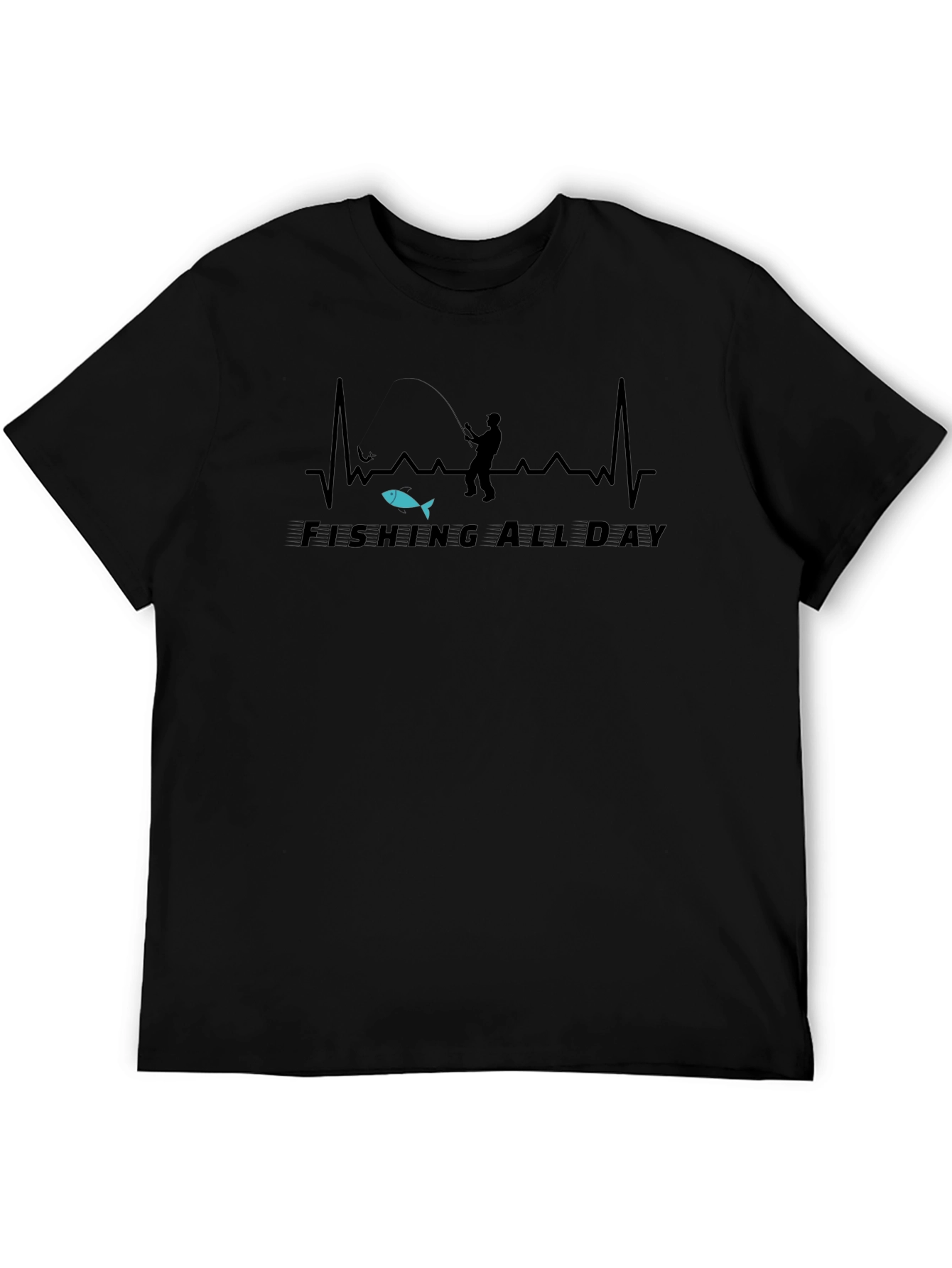 Fishing All Day Black Graphic Tee