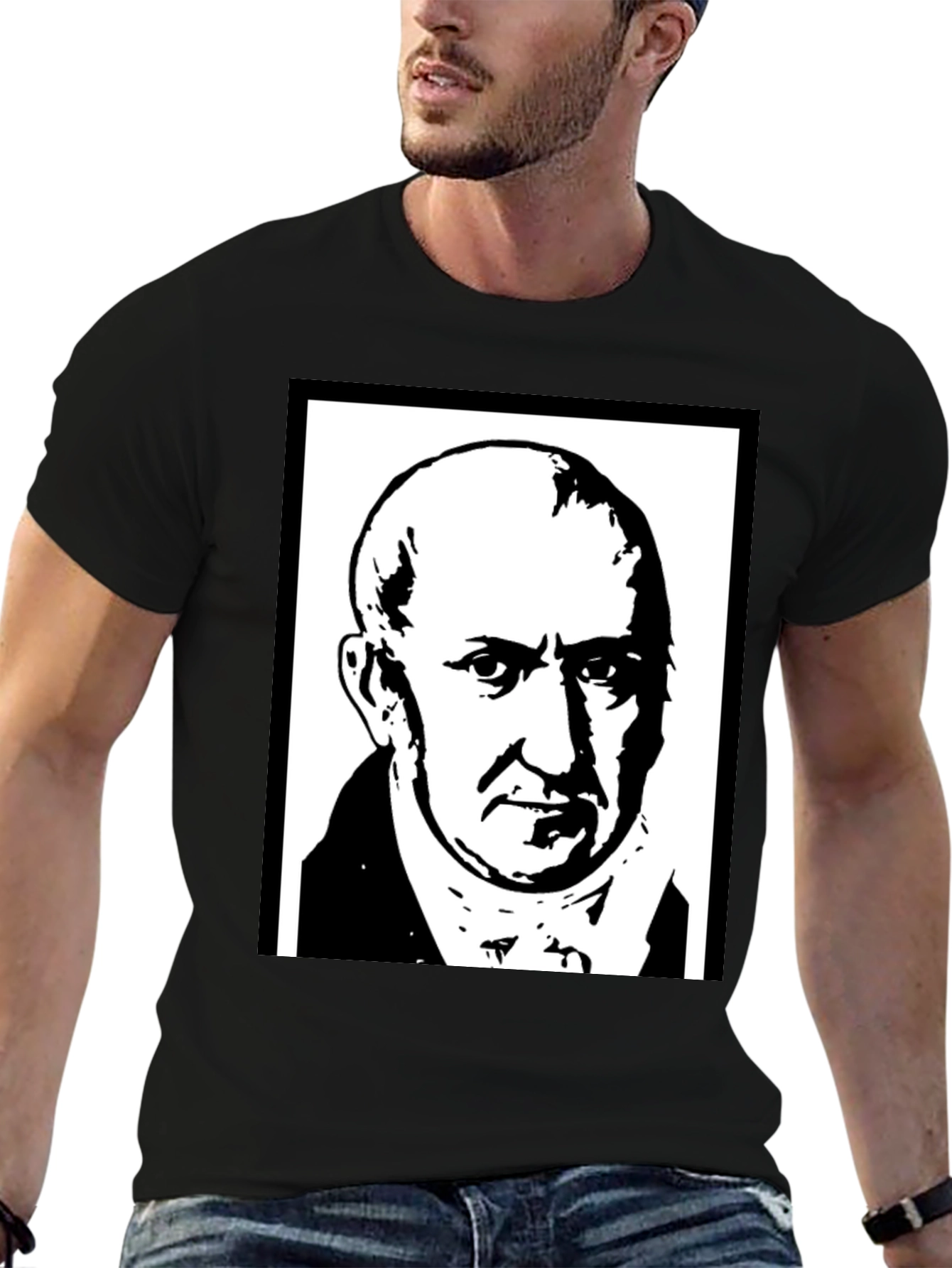 Graphic Portrait T-Shirt - Black Cotton Blend