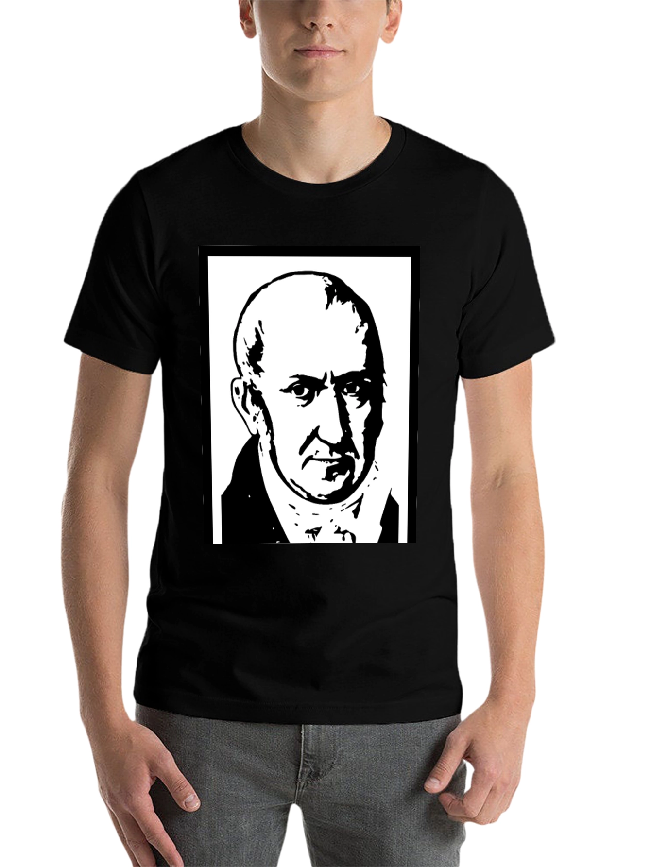 Graphic Portrait T-Shirt - Black Cotton Blend