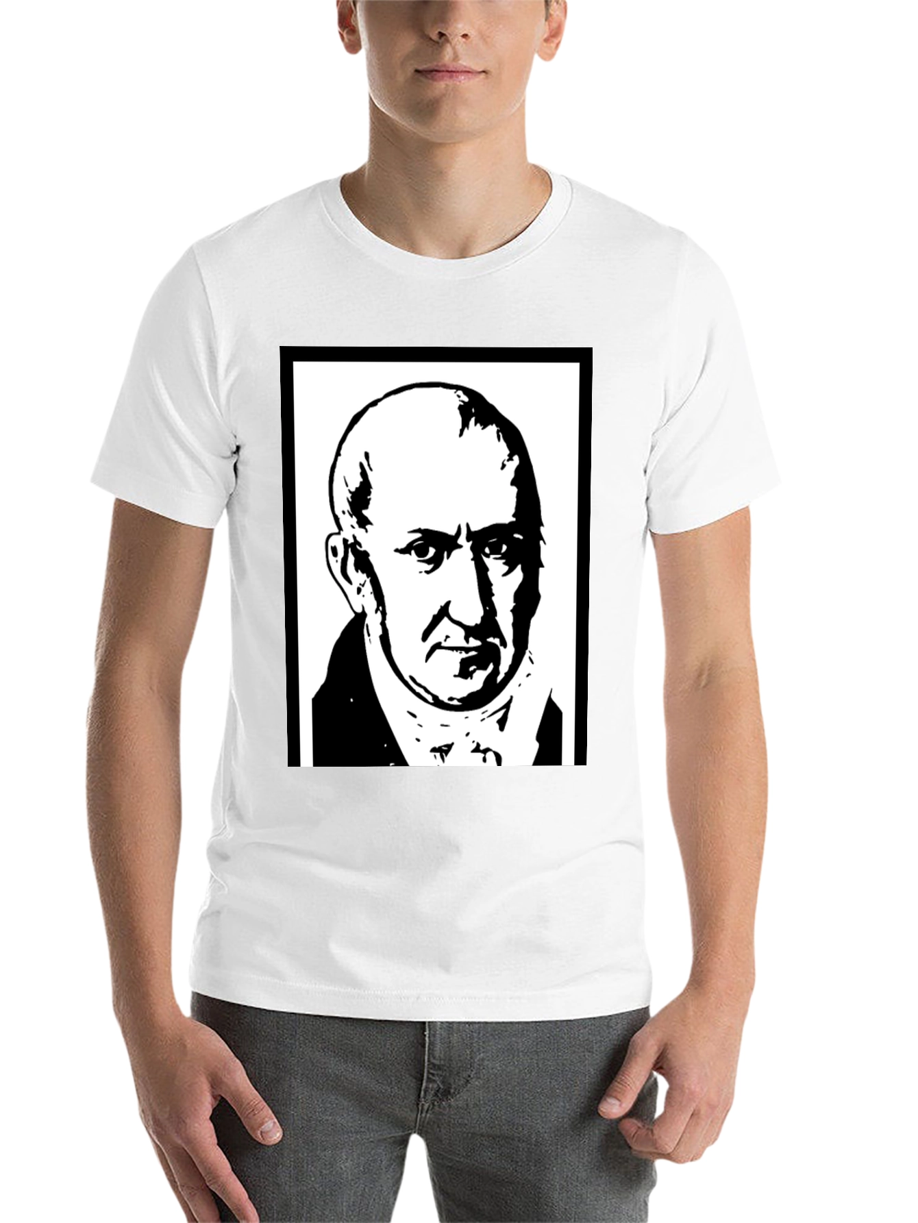 Graphic Portrait T-Shirt - Black Cotton Blend