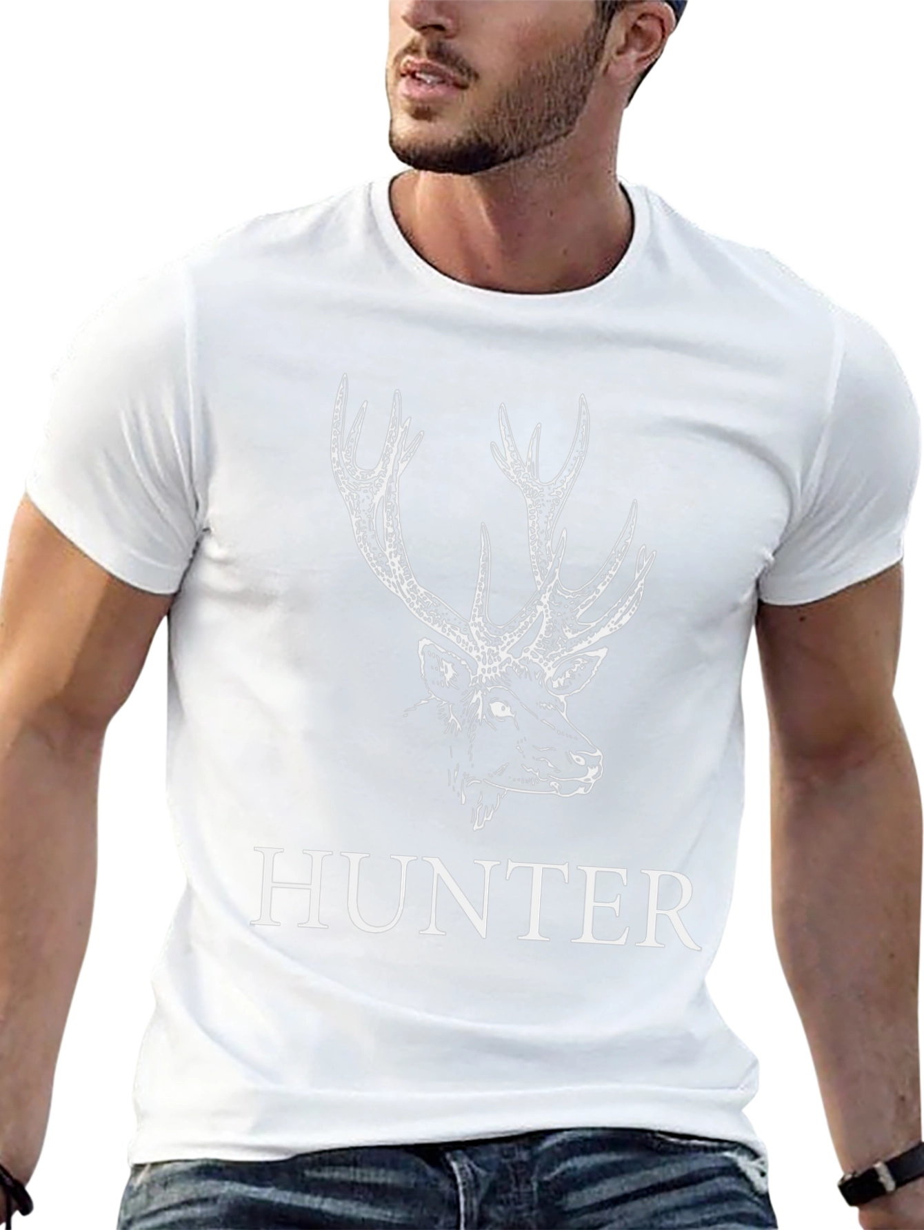Hunter Deer Graphic Tee - Black Cotton T-Shirt