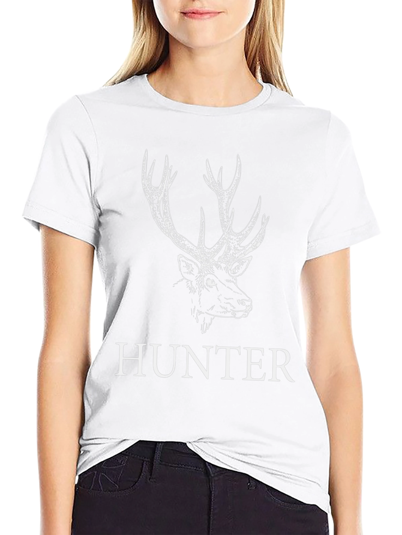 Hunter Deer Graphic Tee - Black Cotton T-Shirt