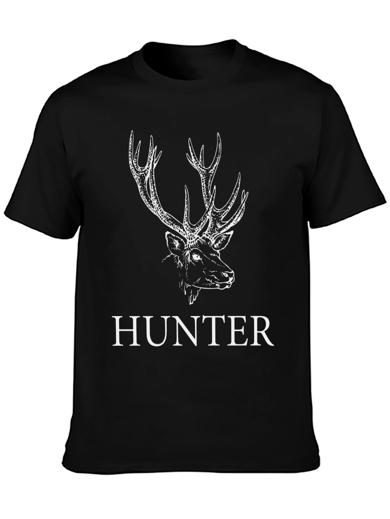 Hunter Deer Graphic Tee - Black Cotton T-Shirt