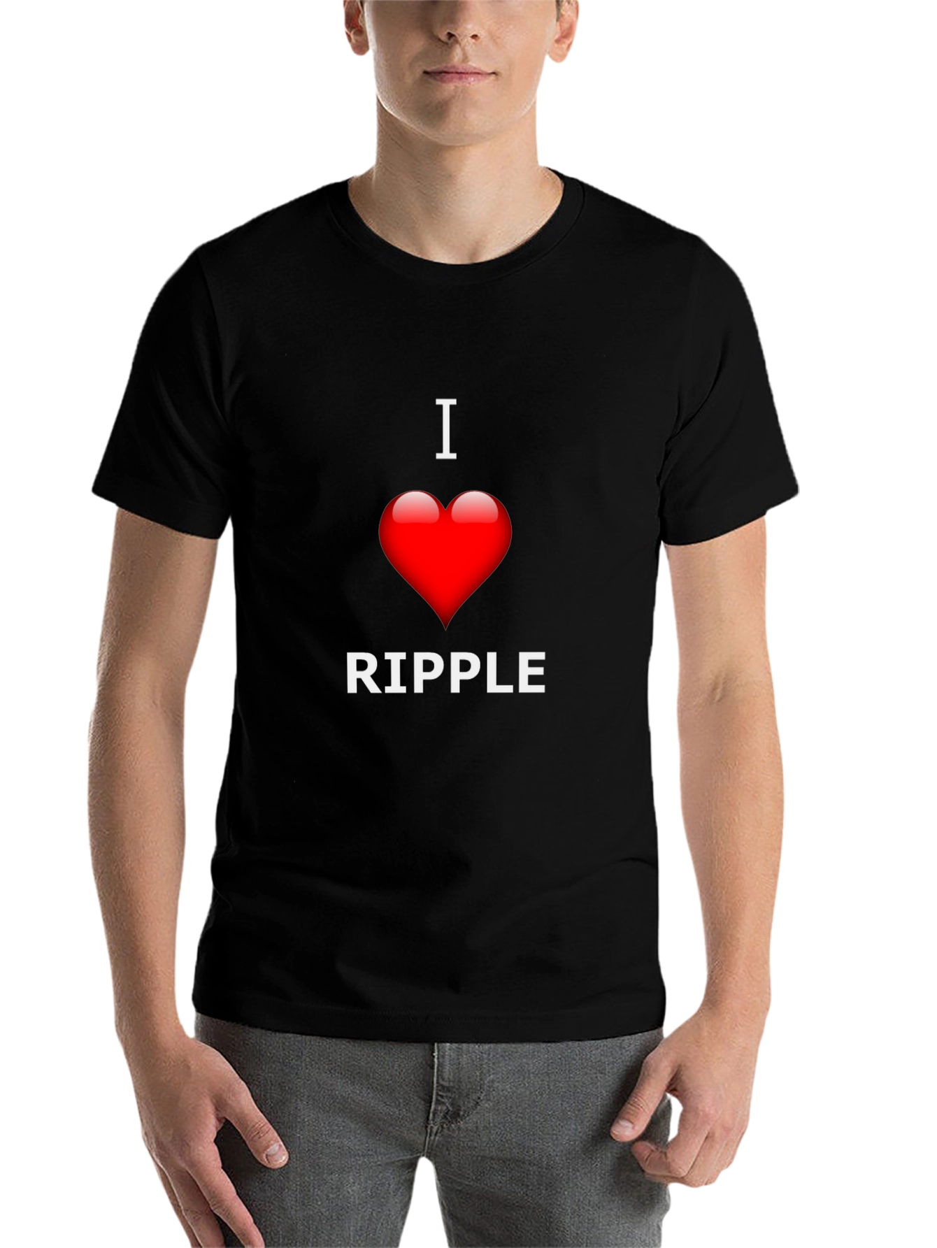 I Love Ripple Graphic T-Shirt - Black Crew Neck