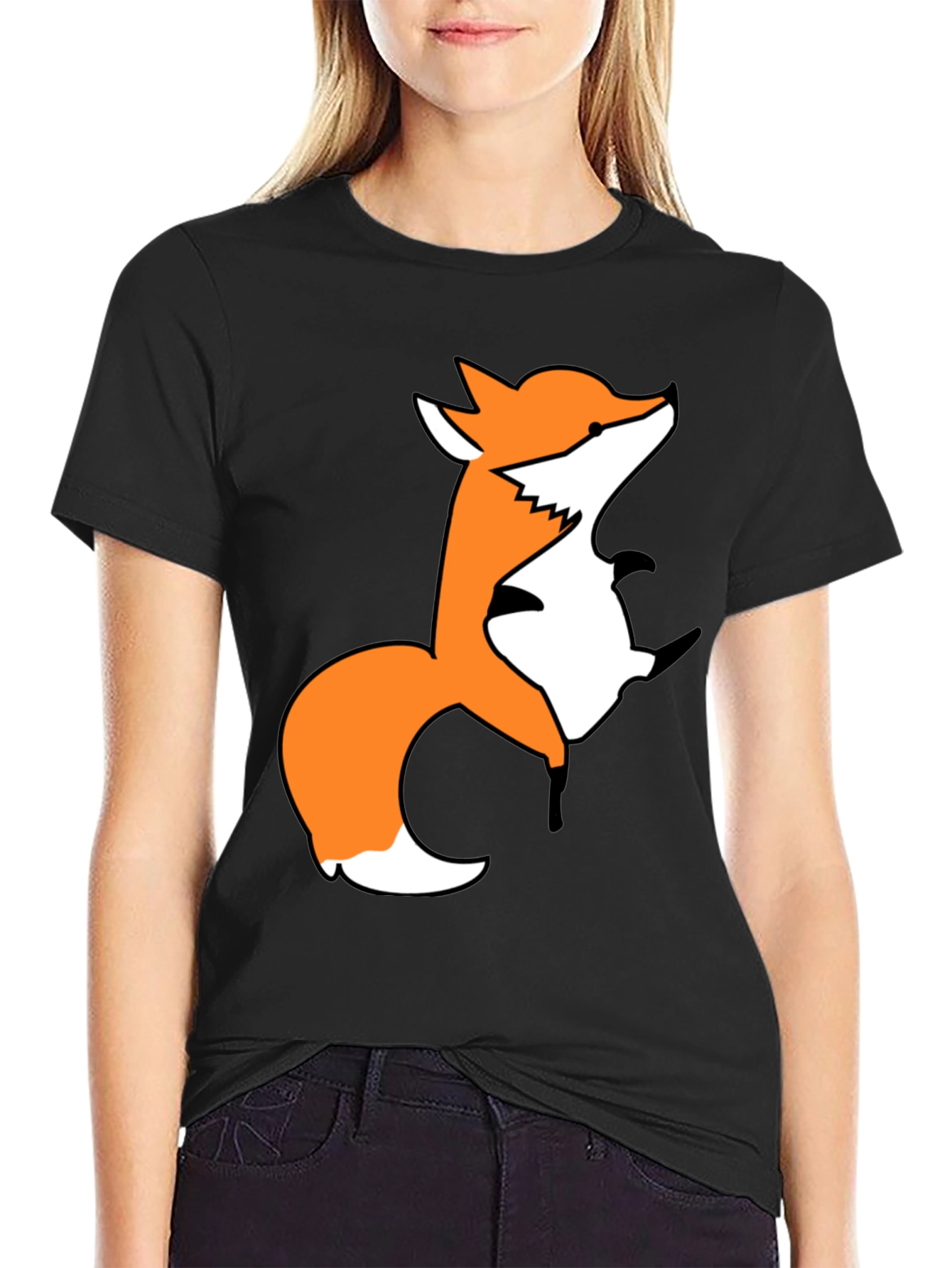 Fox Graphic Print Black T-Shirt