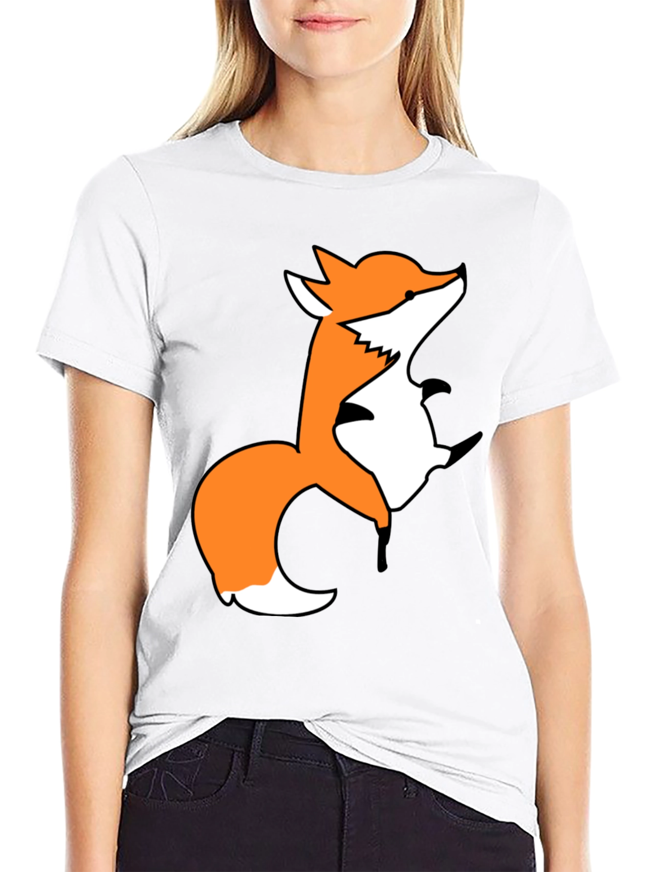Fox Graphic Print Black T-Shirt