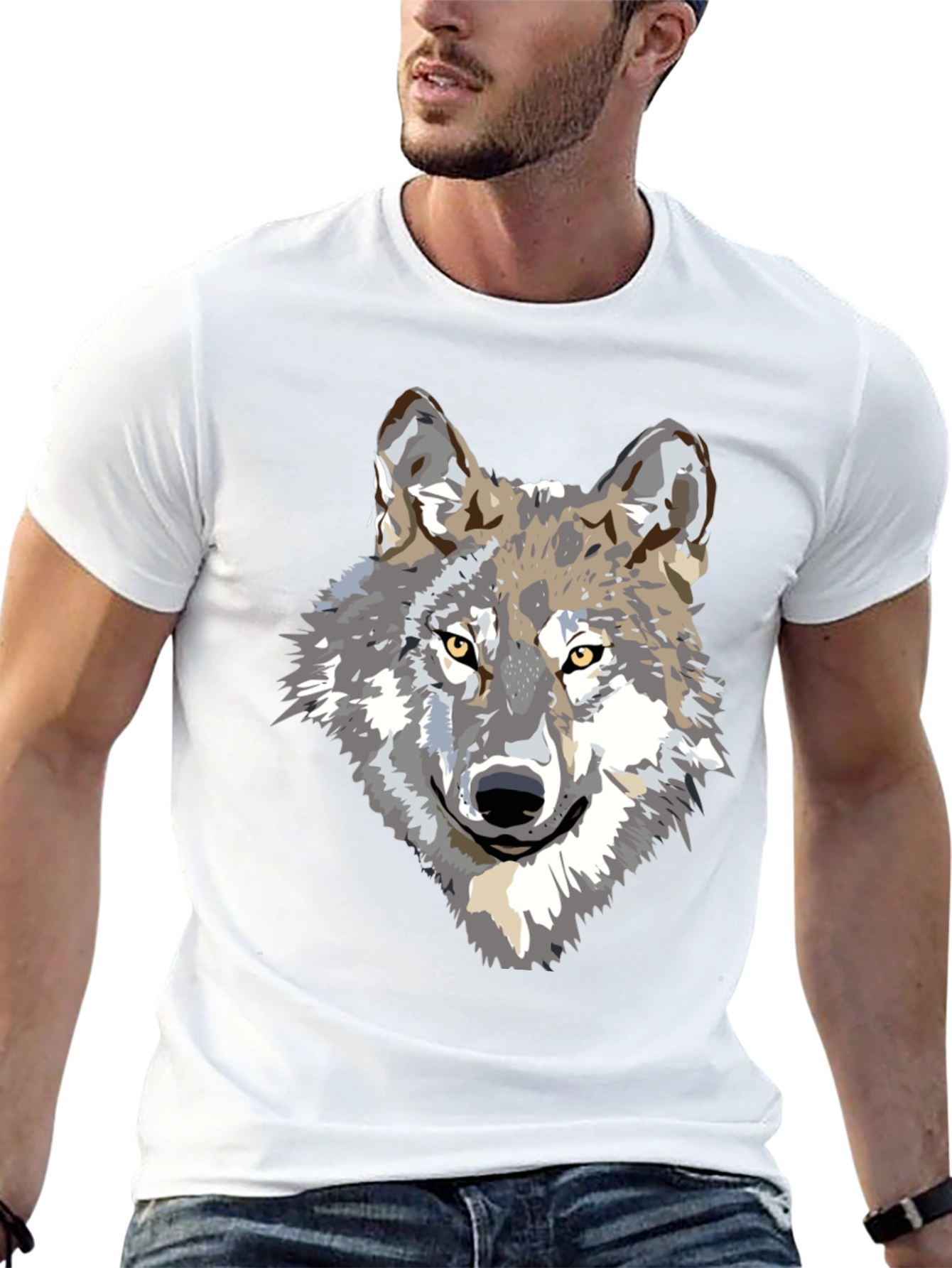 Wolf Graphic Print Black T-Shirt